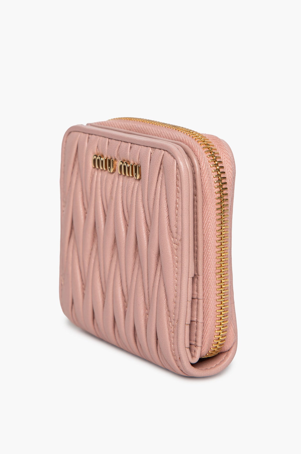 Miu Miu Pink Matelassé Nappa Leather Wallet
