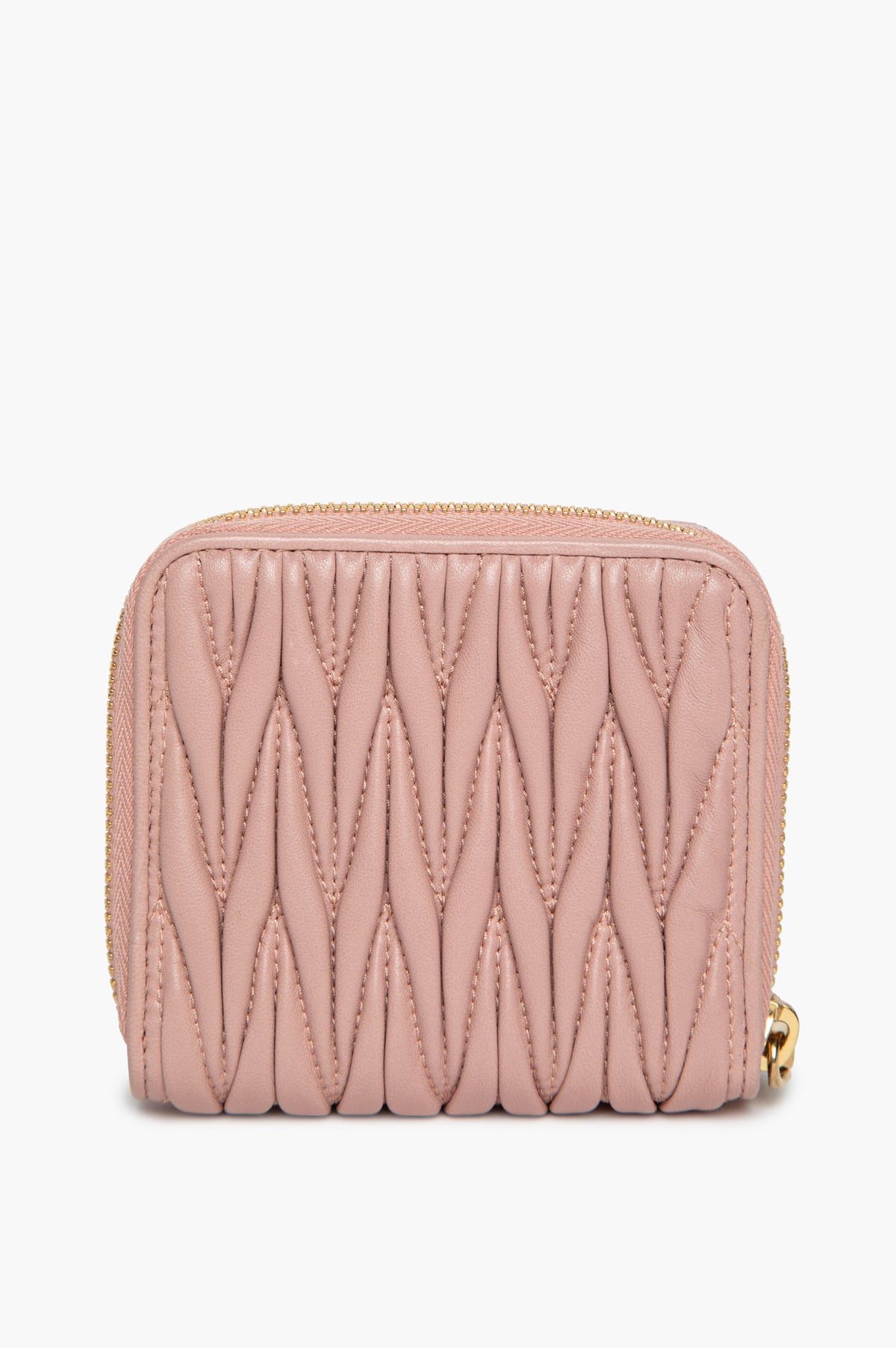 Miu Miu Pink Matelassé Nappa Leather Wallet