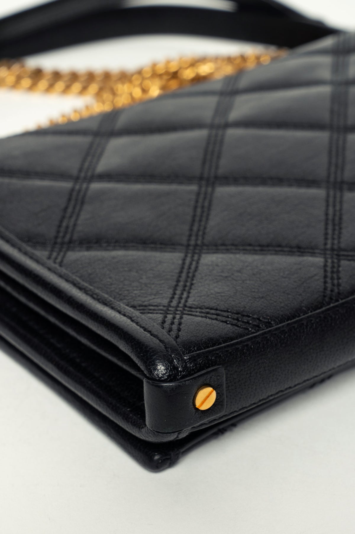 Saint Laurent Black Diamond Quilted Becky Chain Wallet