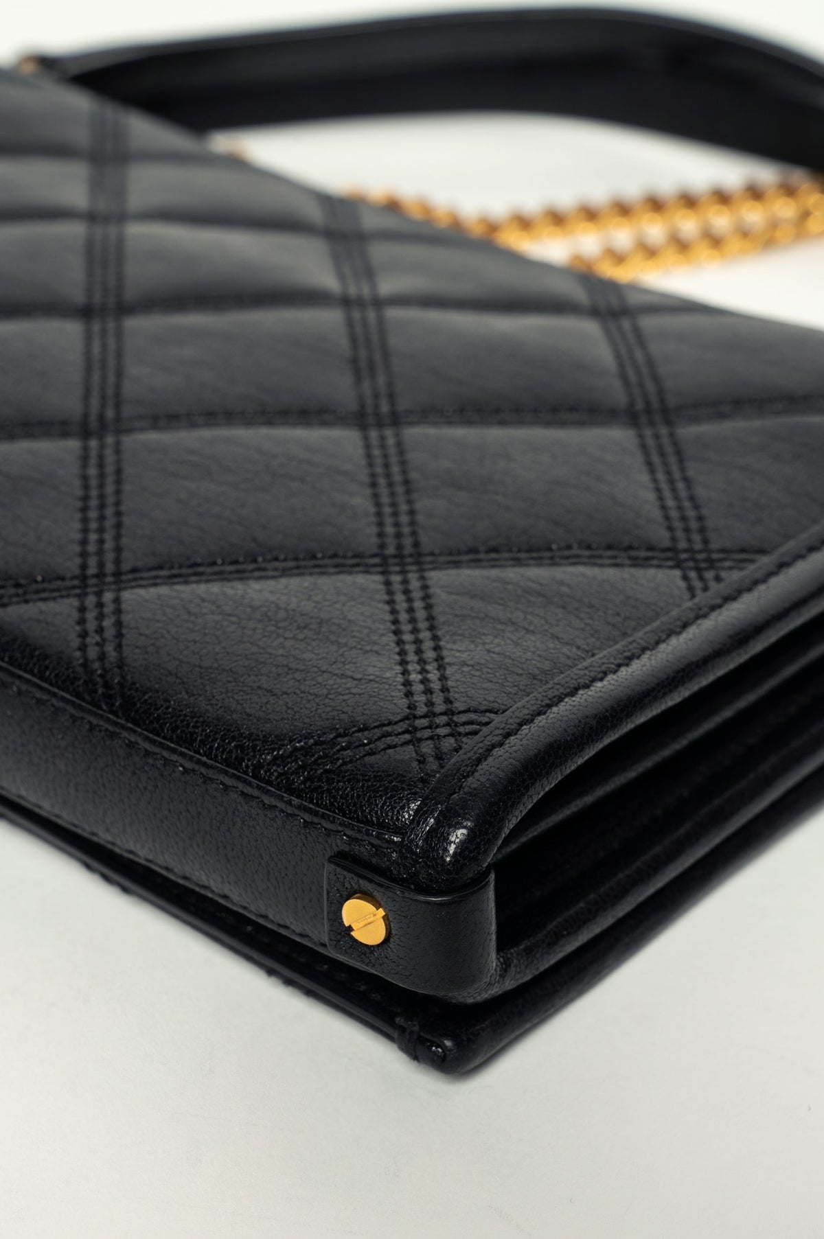 Saint Laurent Black Diamond Quilted Becky Chain Wallet