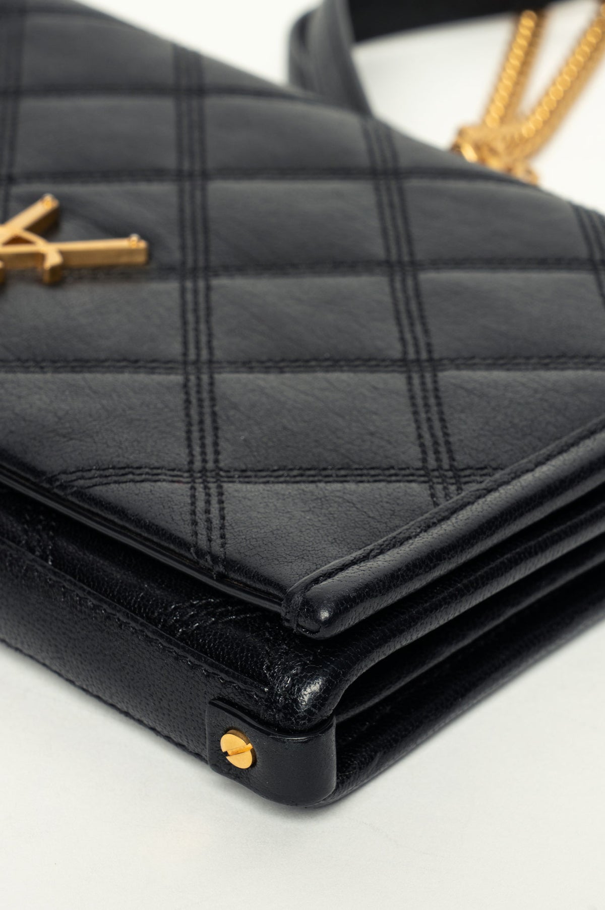 Saint Laurent Black Diamond Quilted Becky Chain Wallet