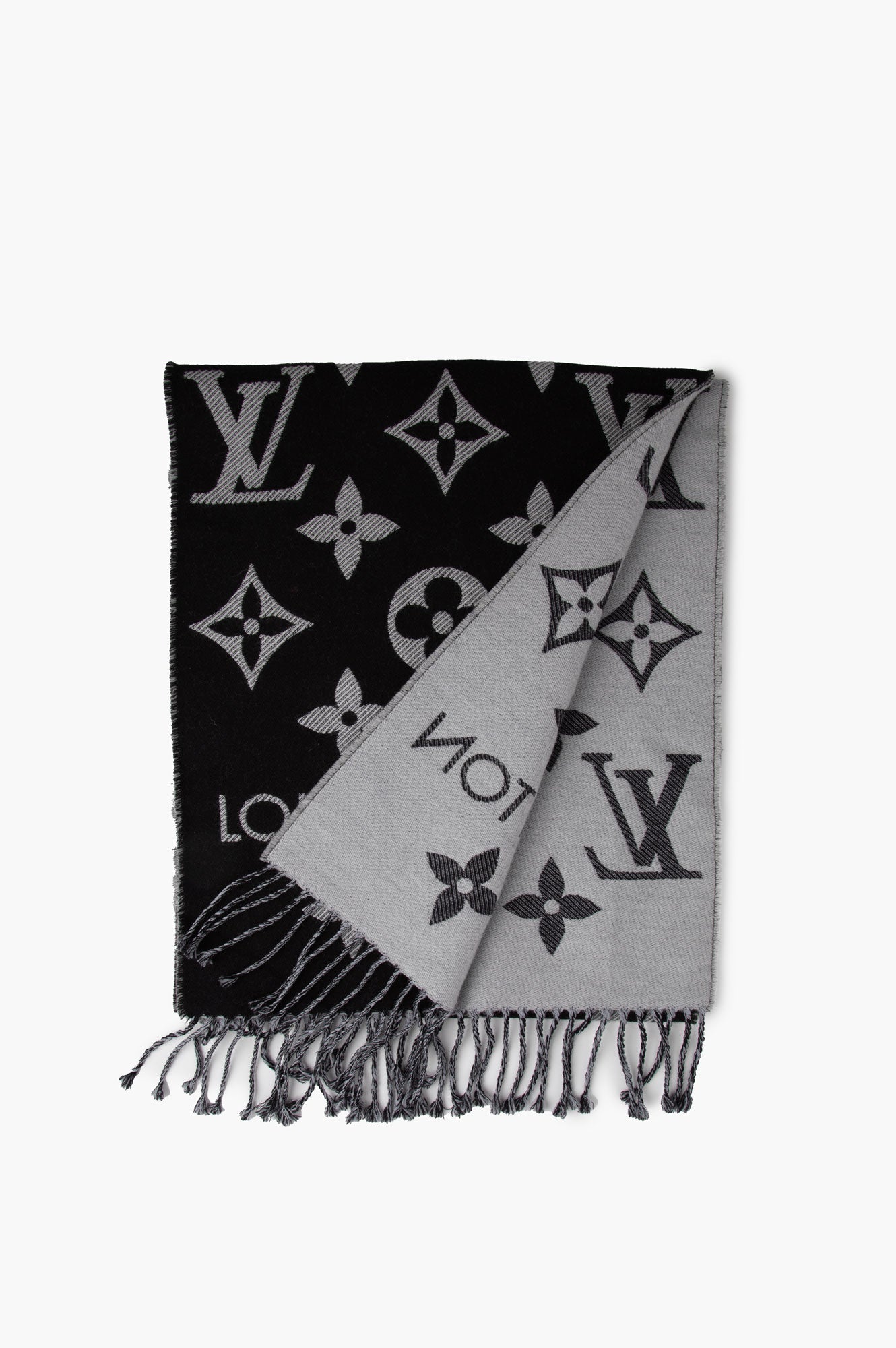 Louis Vuitton Black and White Essential Wool Scarf