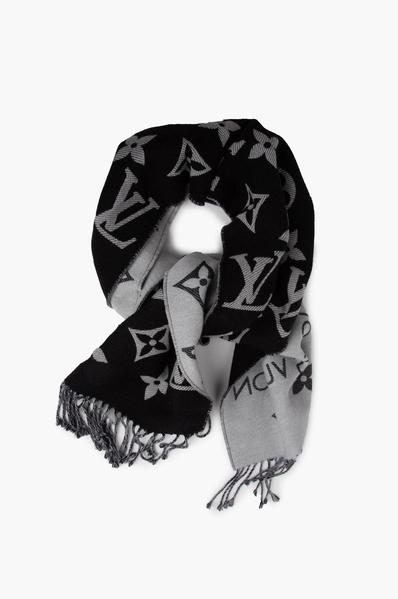 Louis Vuitton Black and White Essential Wool Scarf
