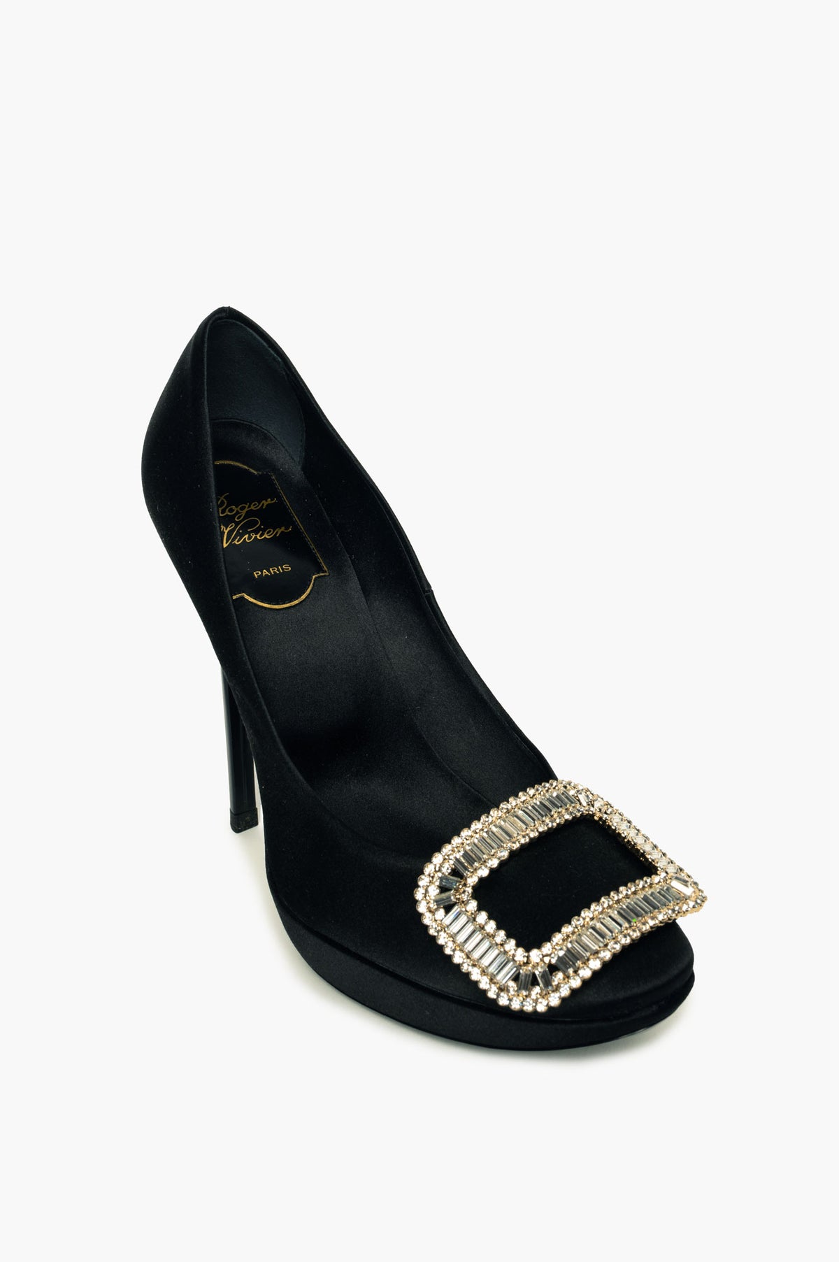 Roger Vivier Black Satin Plaform Pumps Size 36