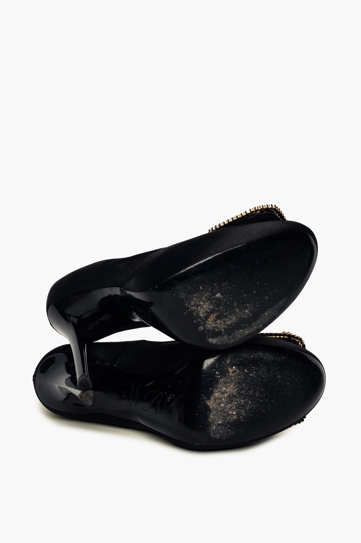 Roger Vivier Black Satin Plaform Pumps Size 36