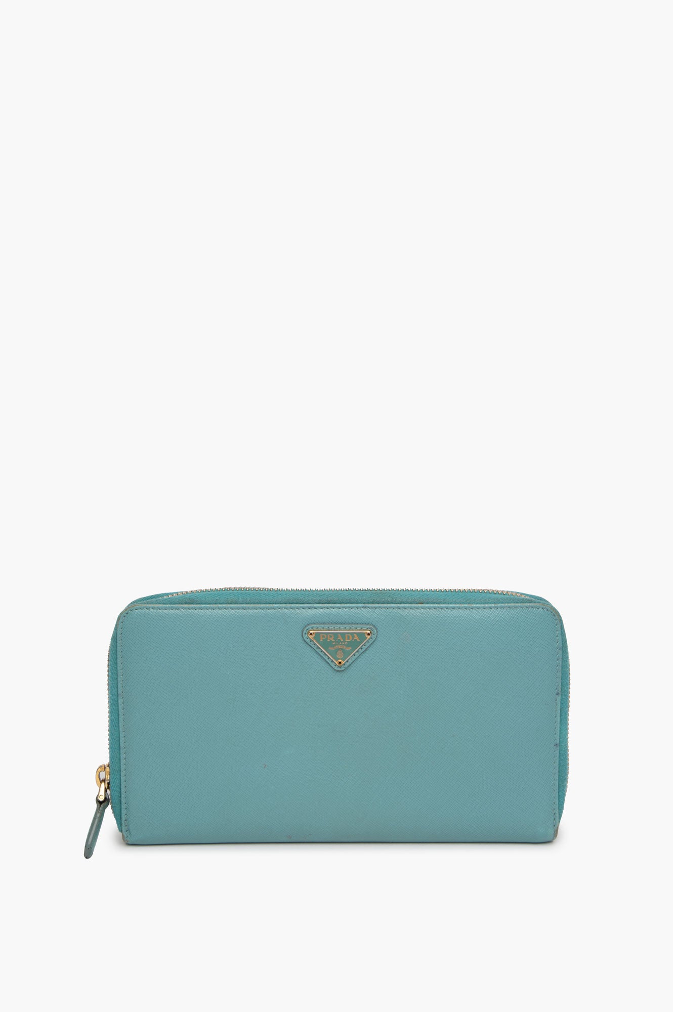 Prada Aqua Blue Saffiano Large Leather Wallet