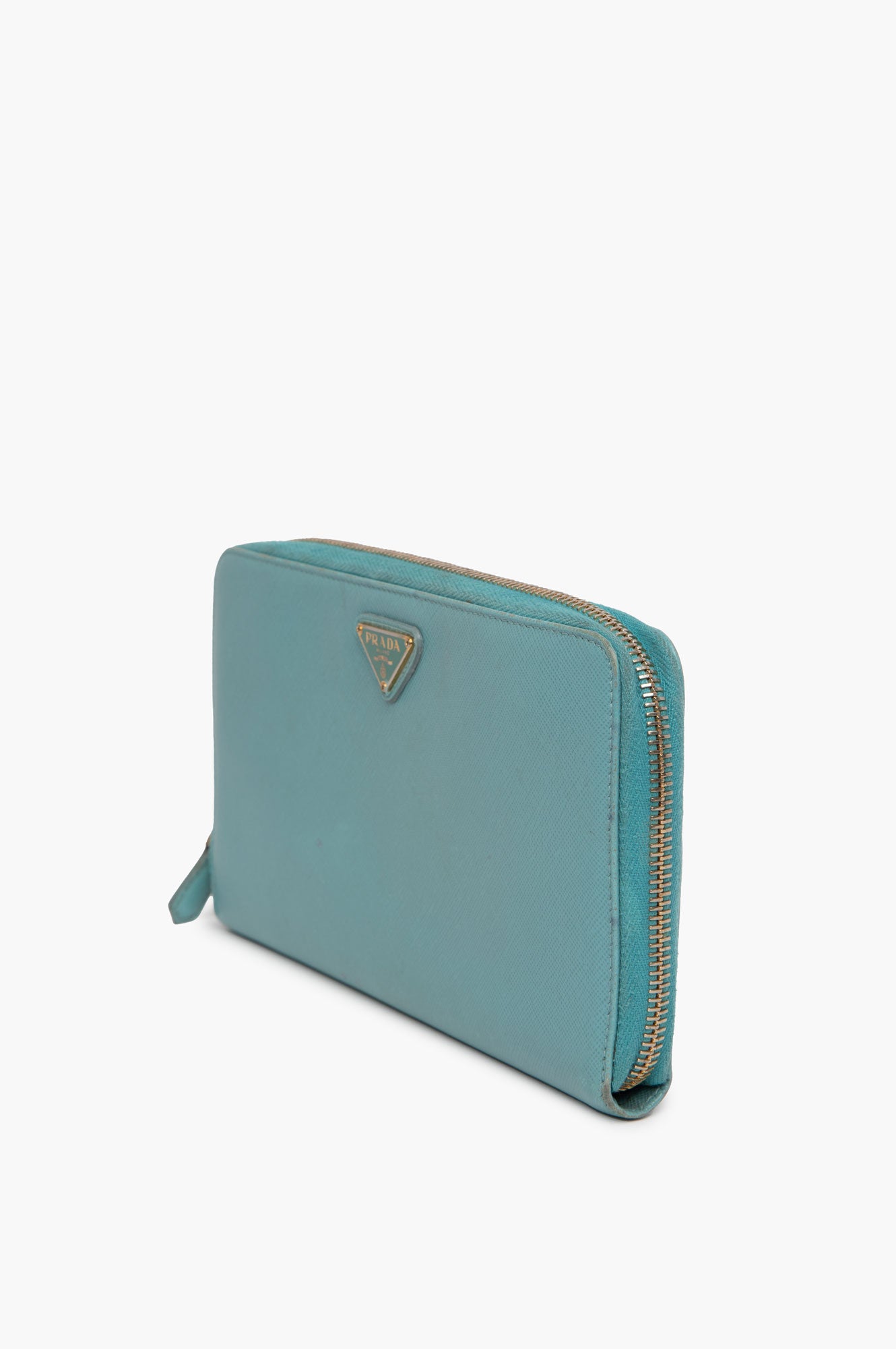 Prada Aqua Blue Saffiano Large Leather Wallet