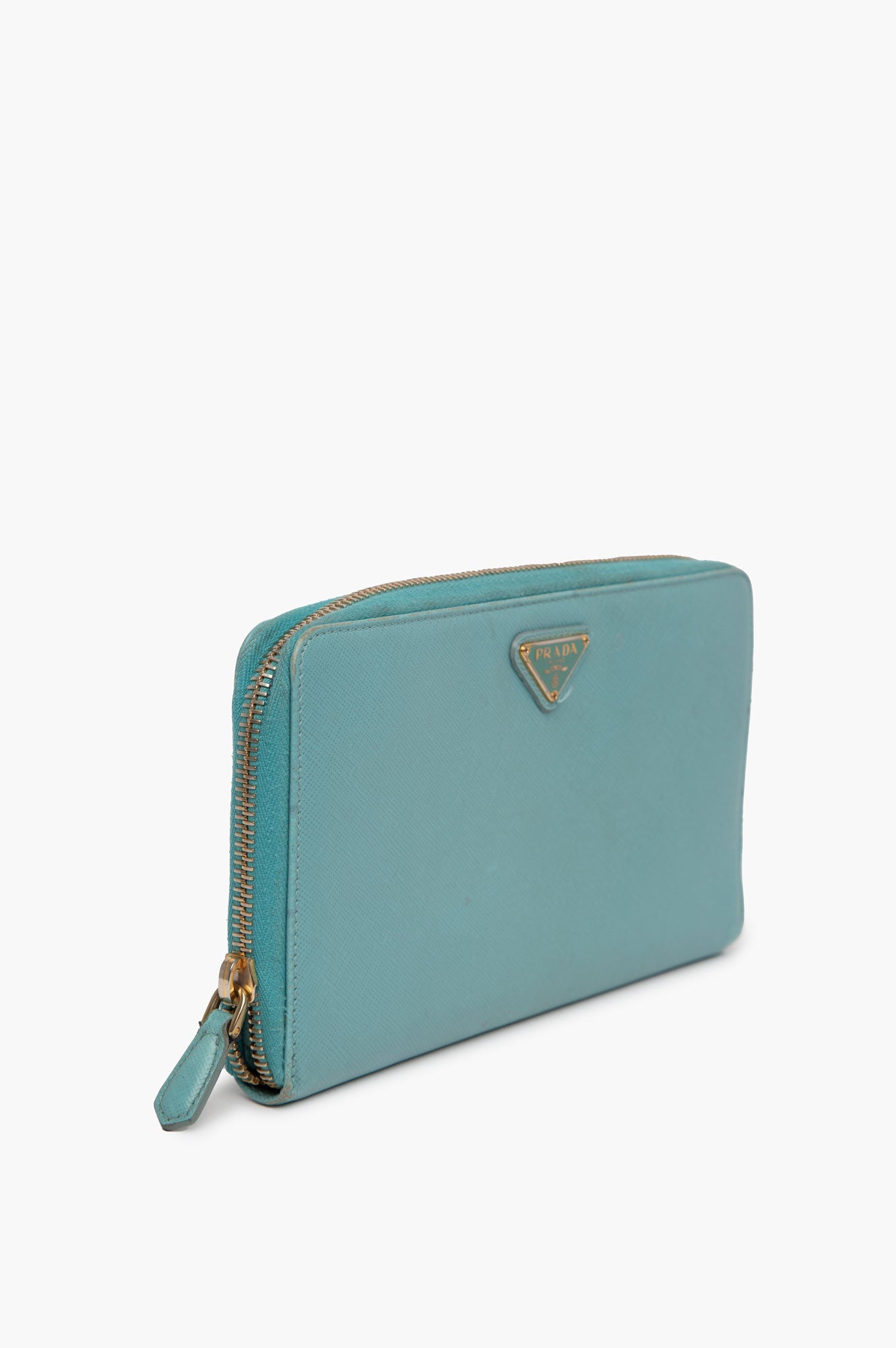 Prada Aqua Blue Saffiano Large Leather Wallet