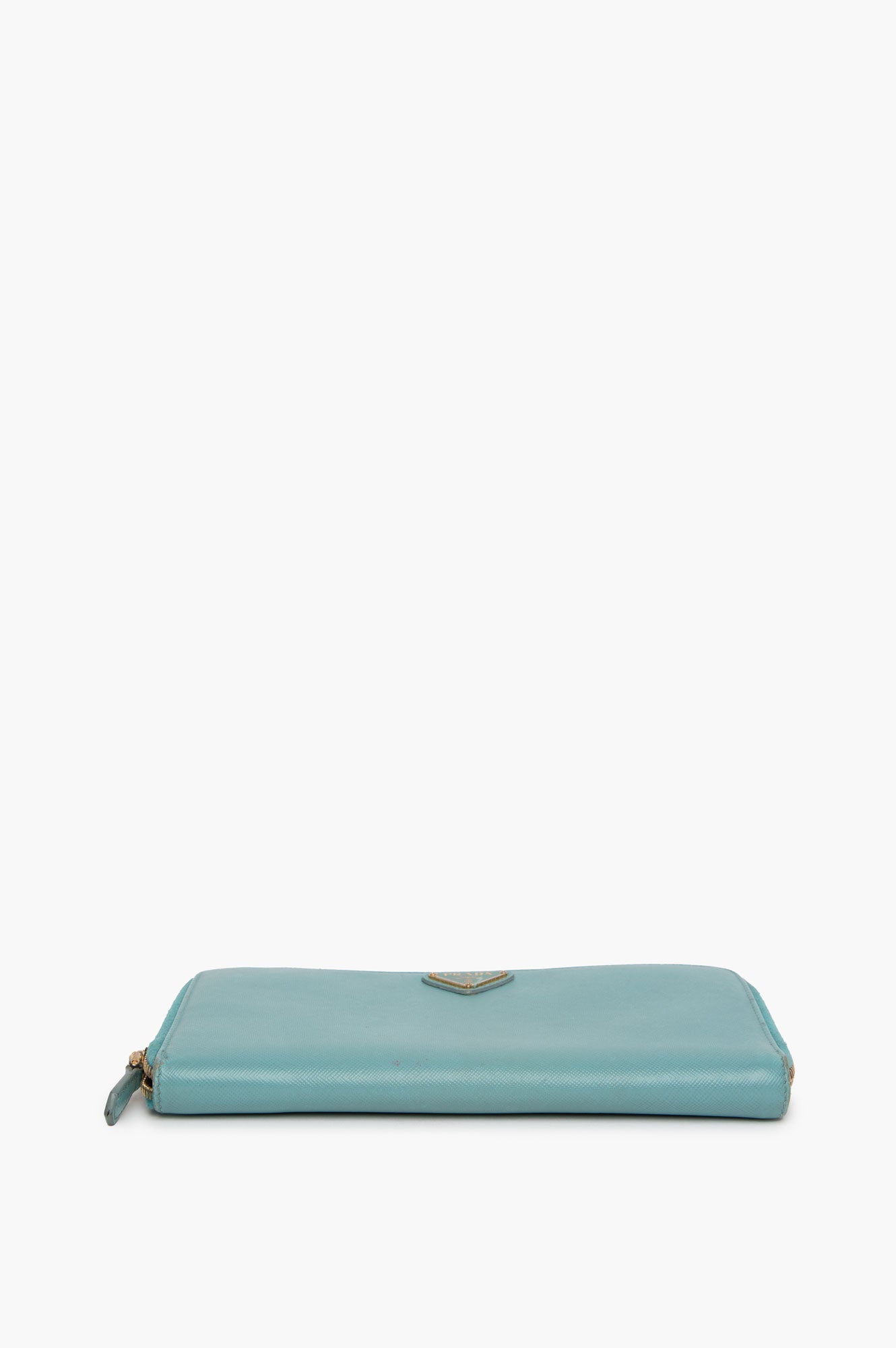 Prada Aqua Blue Saffiano Large Leather Wallet