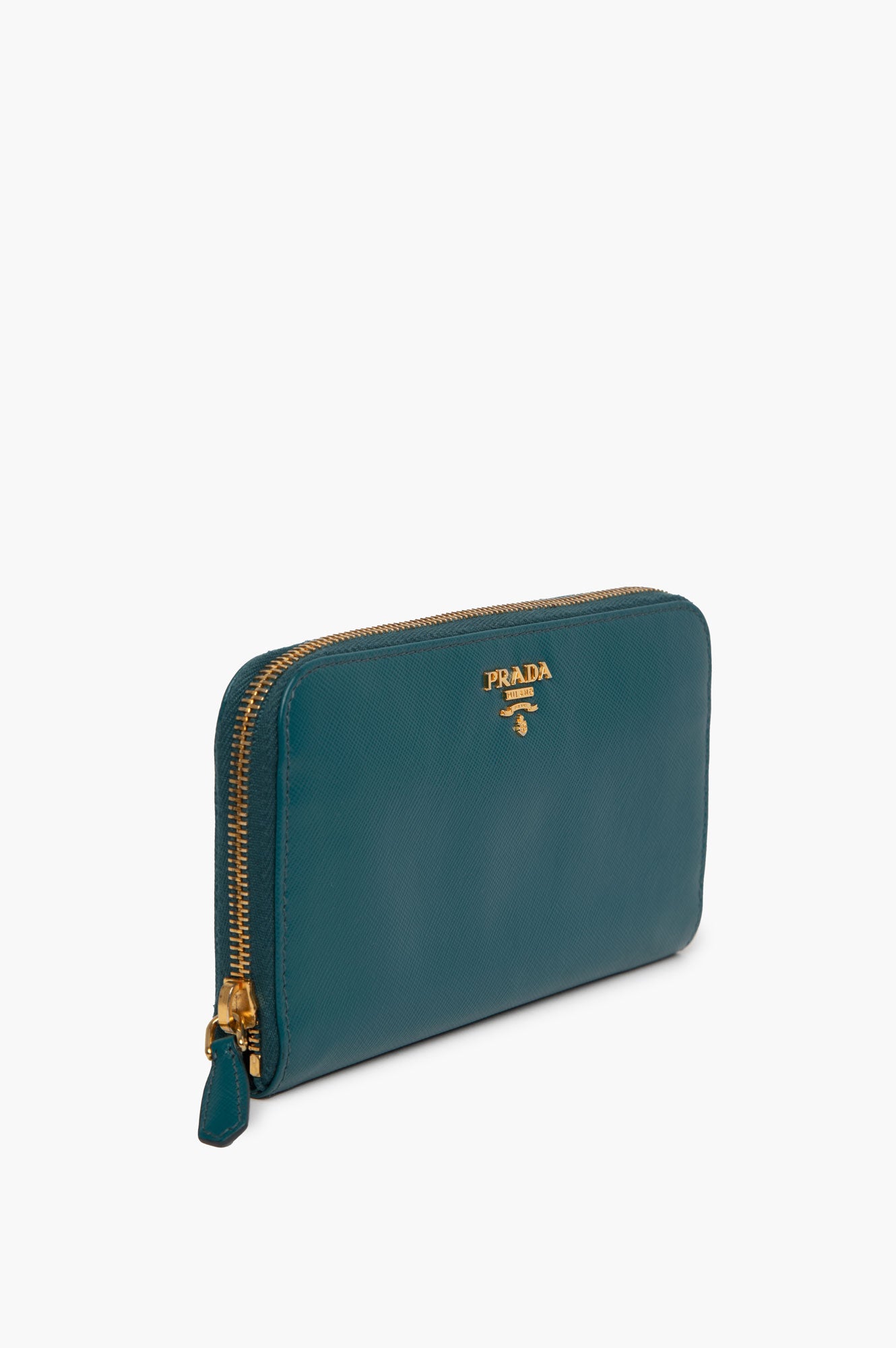Prada Teal Blue Saffiano Medium Leather Wallet