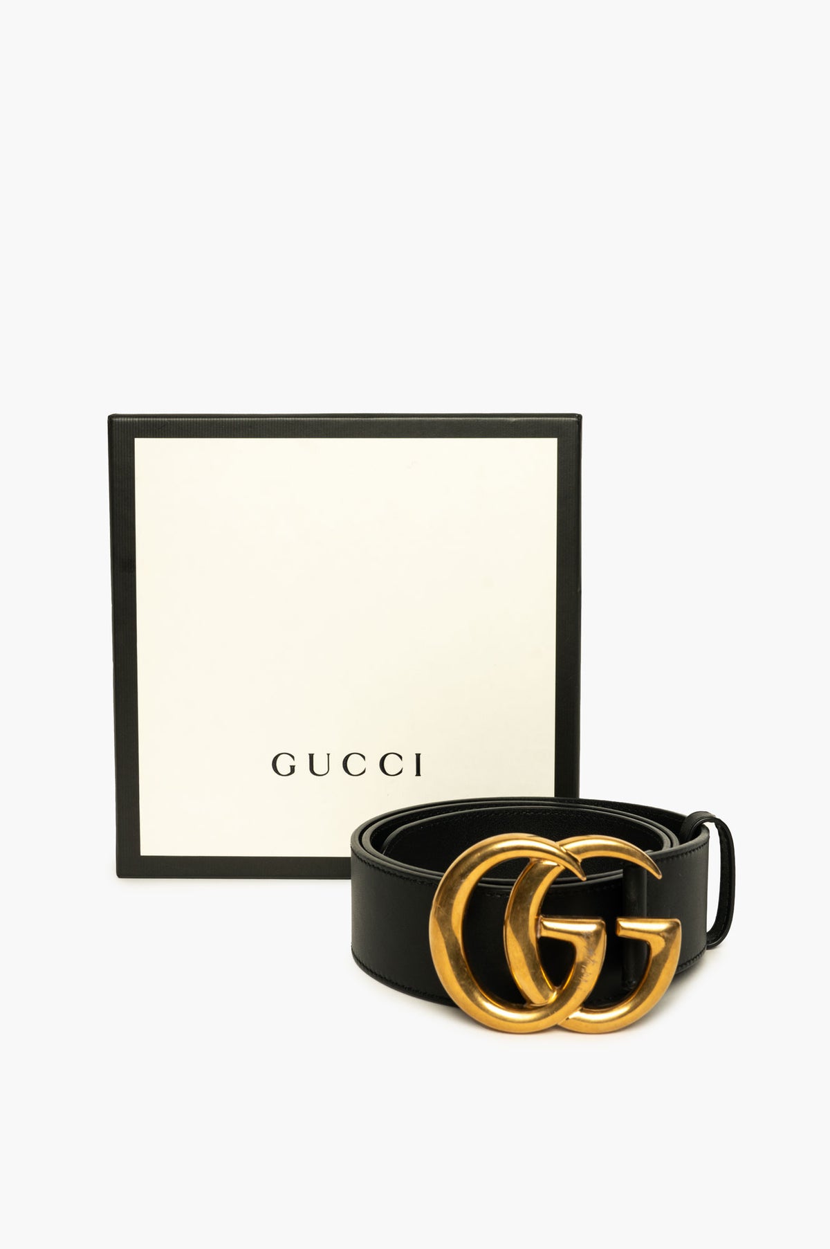 Gucci Black Leather GG Marmont Belt 75 cm