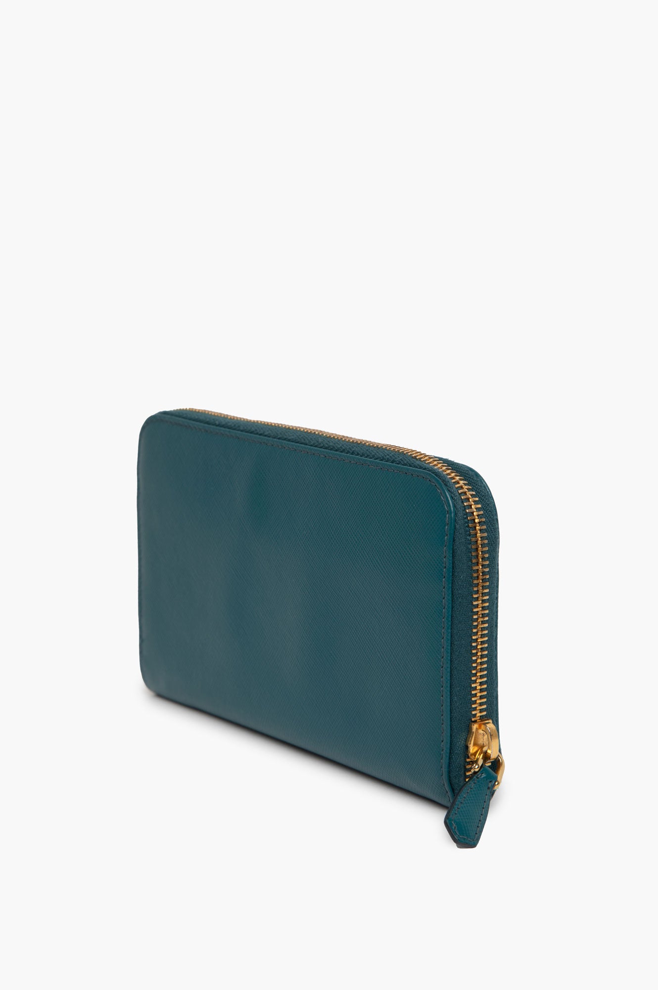 Prada Teal Blue Saffiano Medium Leather Wallet