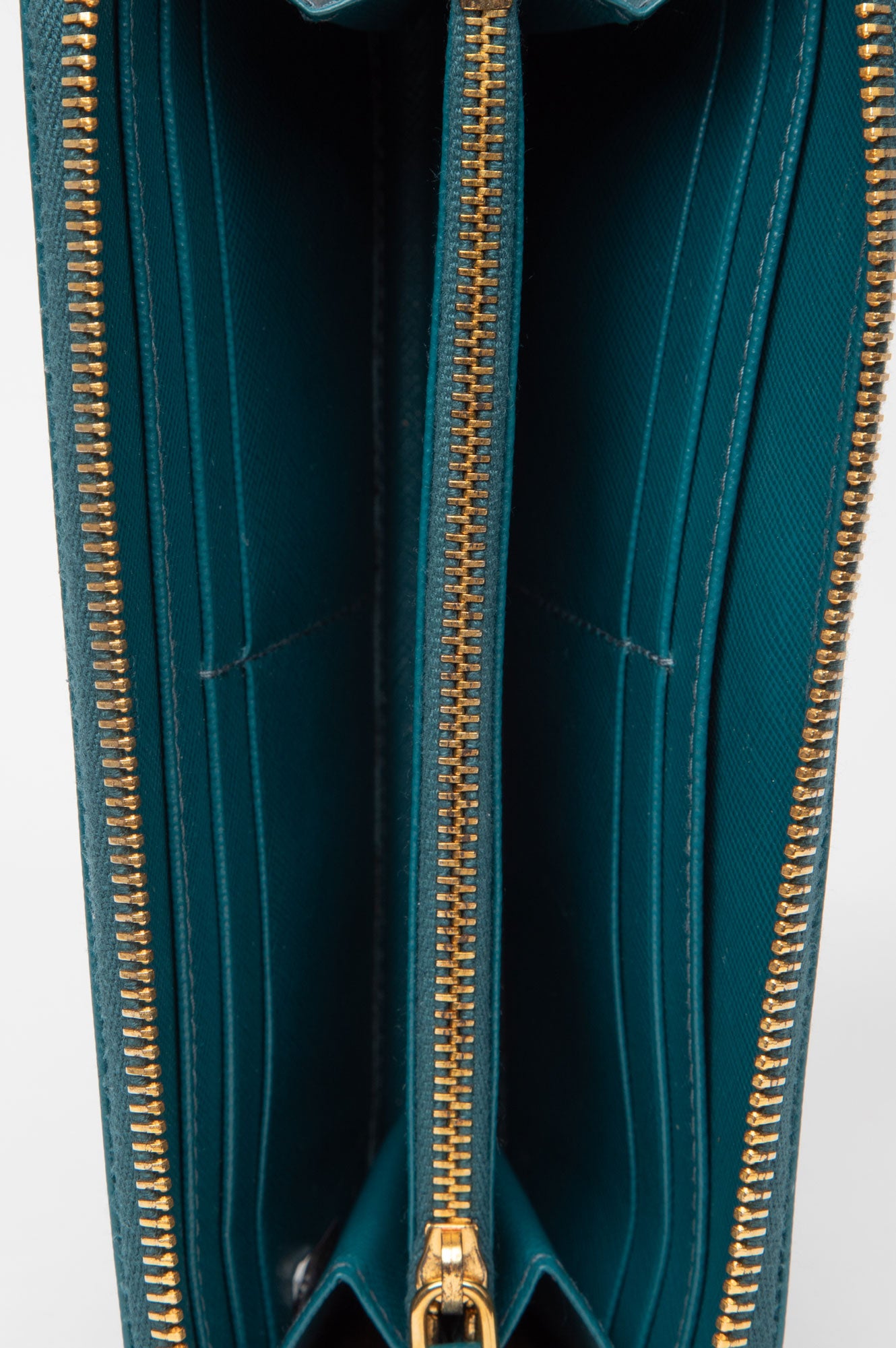 Prada Teal Blue Saffiano Medium Leather Wallet