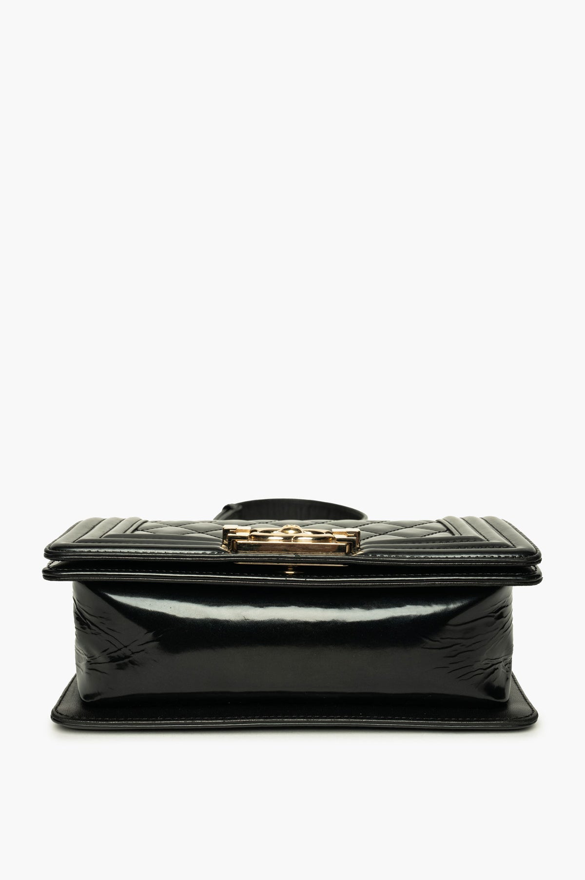 Chanel Small Boy Bag Pearlescent Black Patent Leather GHW