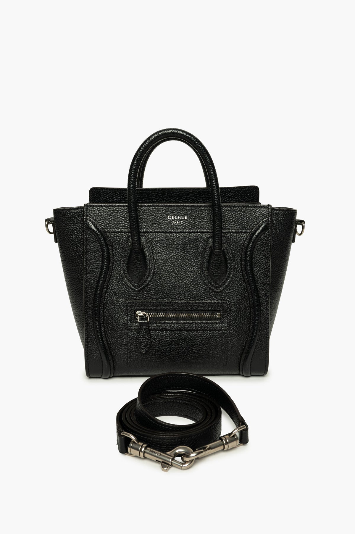 Celine Black Nano Luggage Bag With Strap