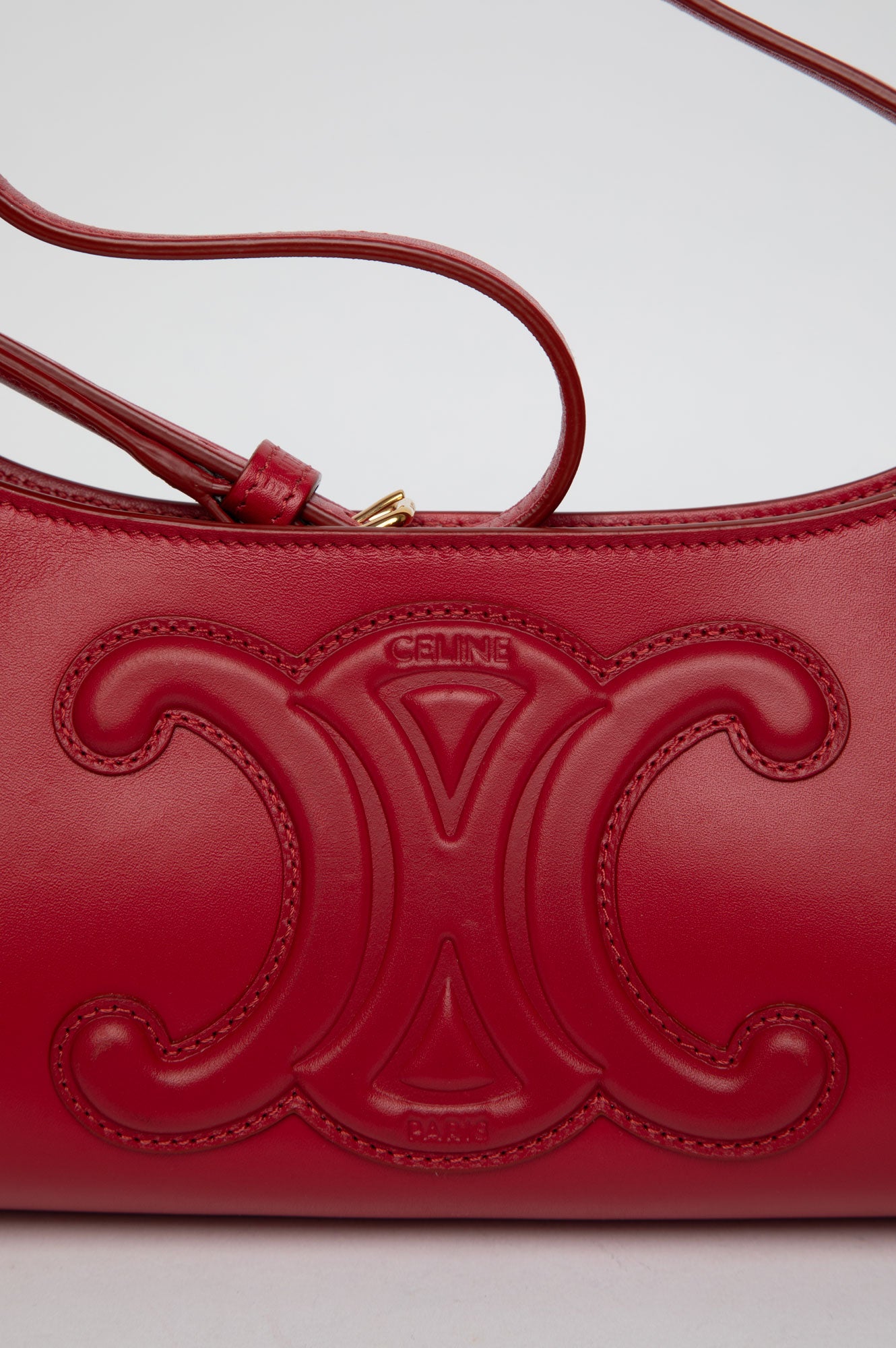 Celine Red Triomphe leather Shoulder Bag