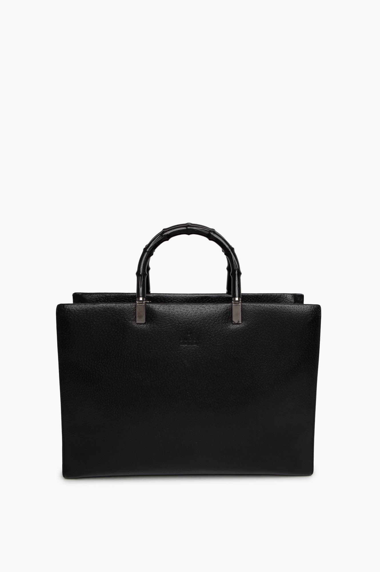 Gucci Black Bamboo Leather Tote Bag