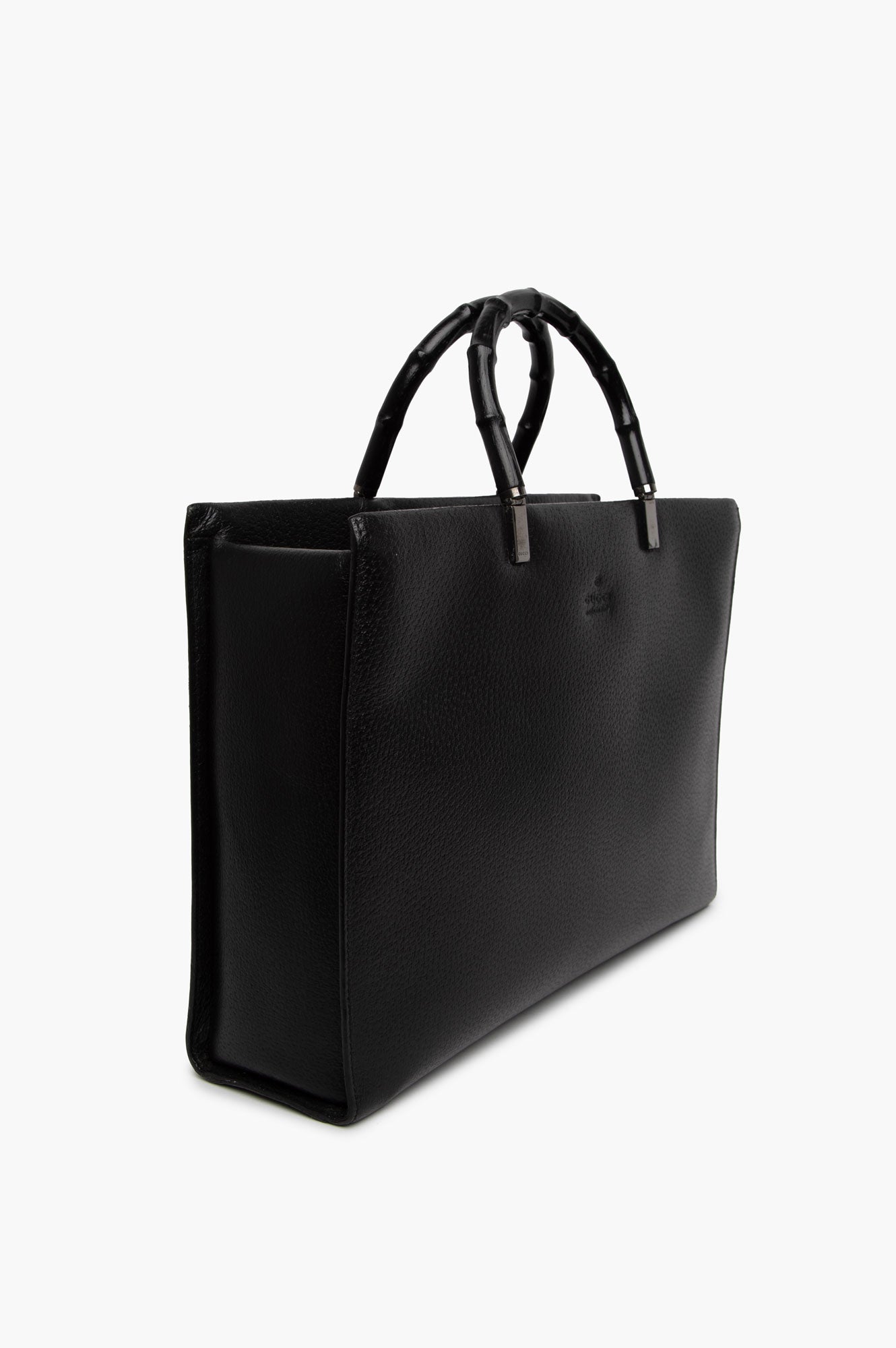 Gucci Black Bamboo Leather Tote Bag