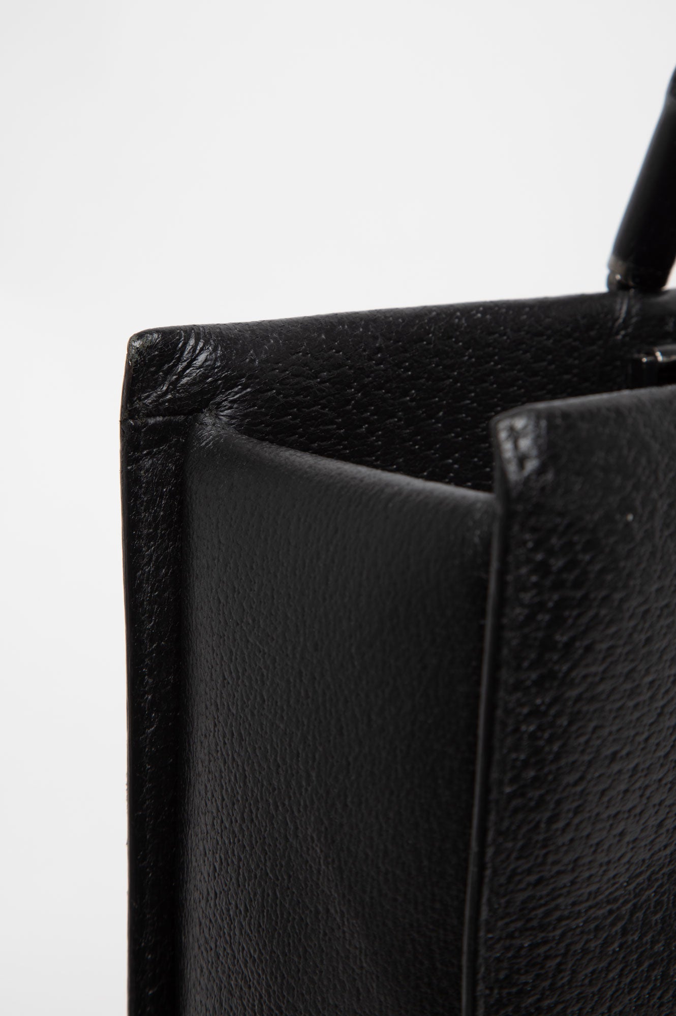 Gucci Black Bamboo Leather Tote Bag