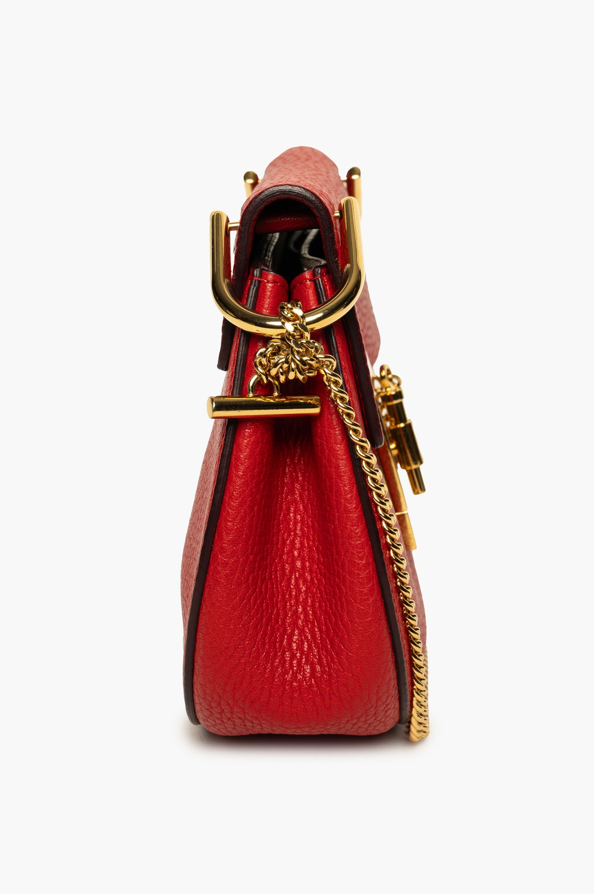 Chloé Red Grained Leather Mini Drew Crossbody Bag