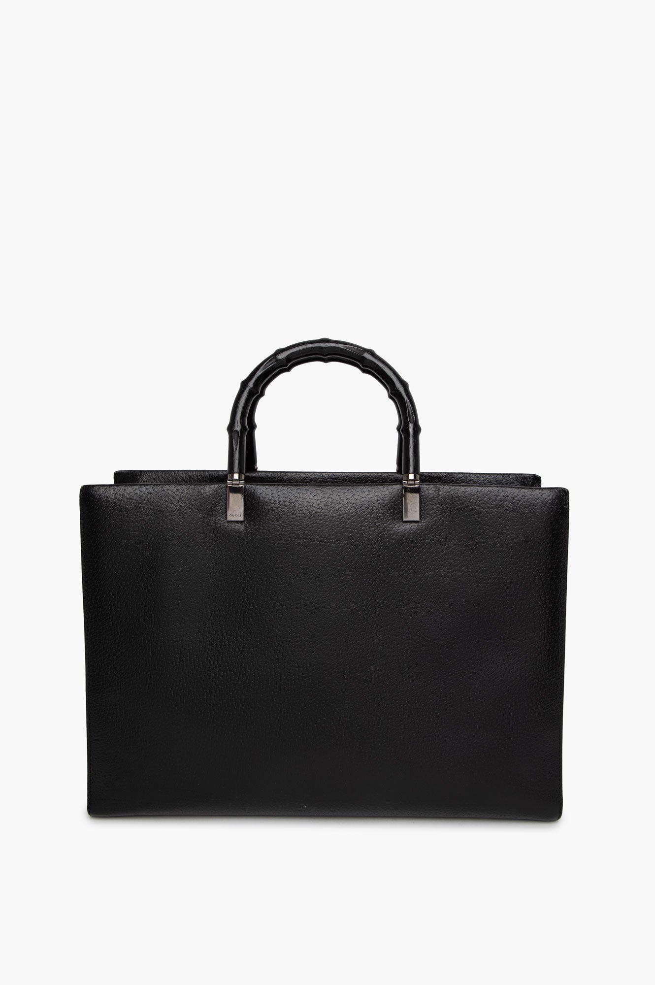 Gucci Black Bamboo Leather Tote Bag