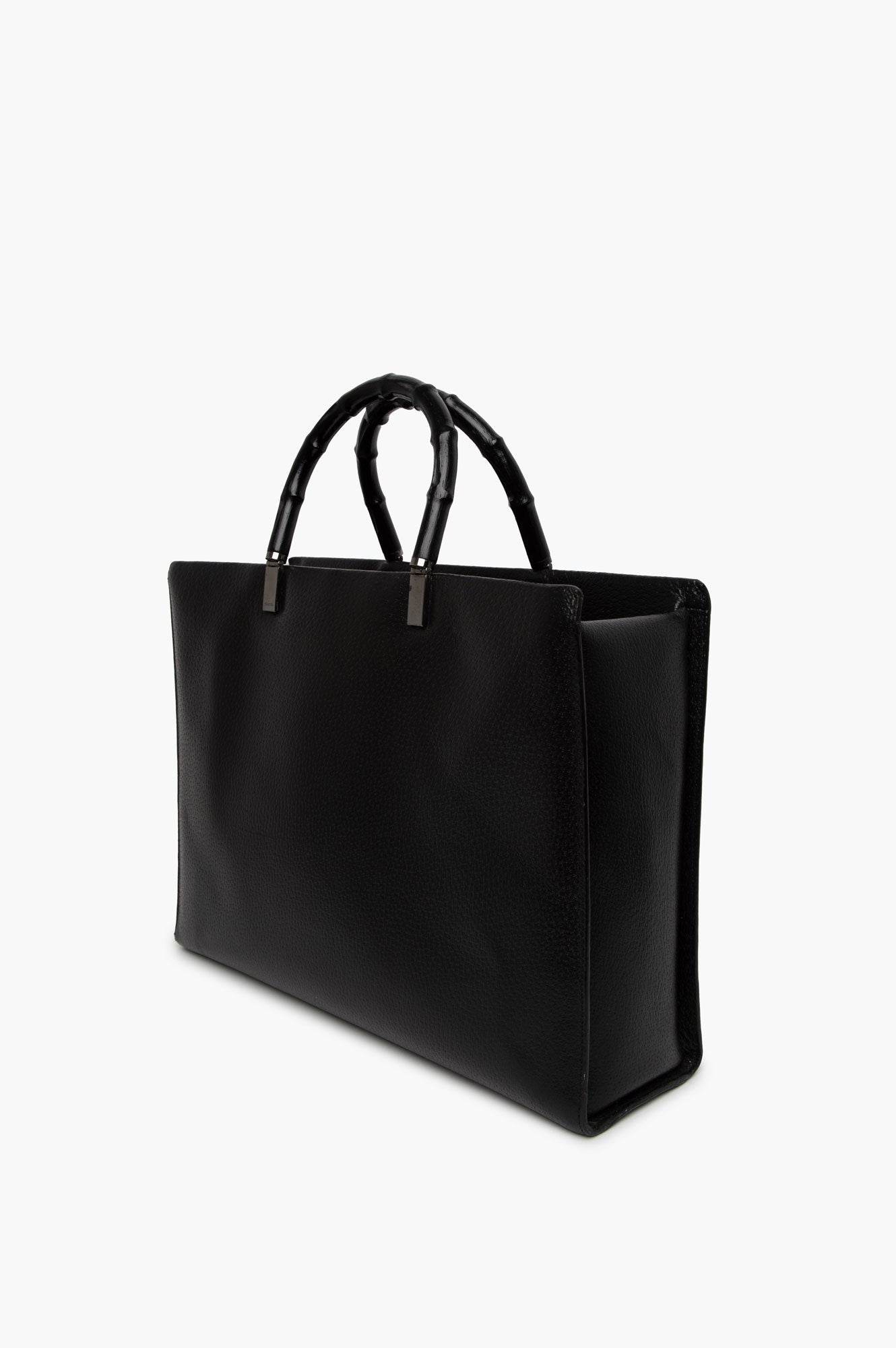 Gucci Black Bamboo Leather Tote Bag