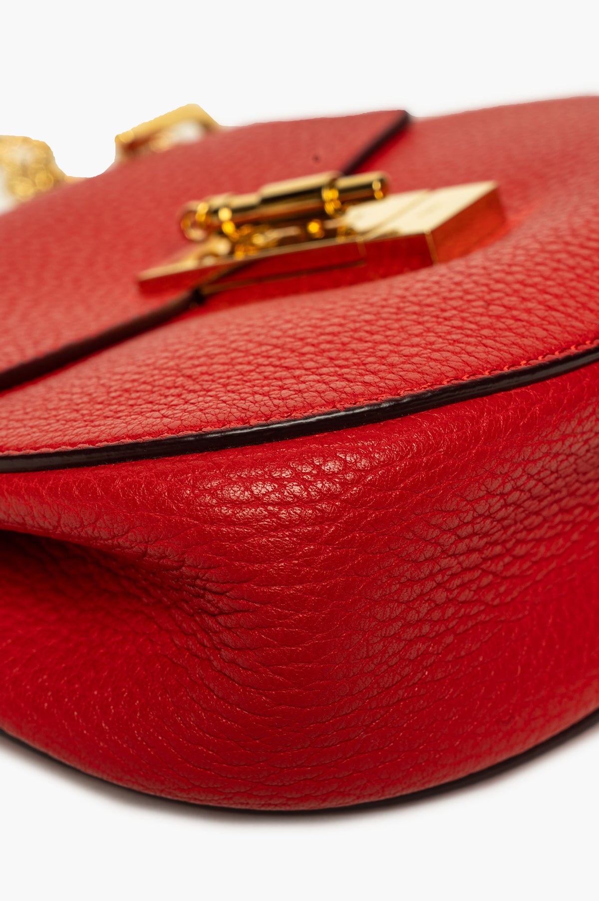 Chloé Red Grained Leather Mini Drew Crossbody Bag