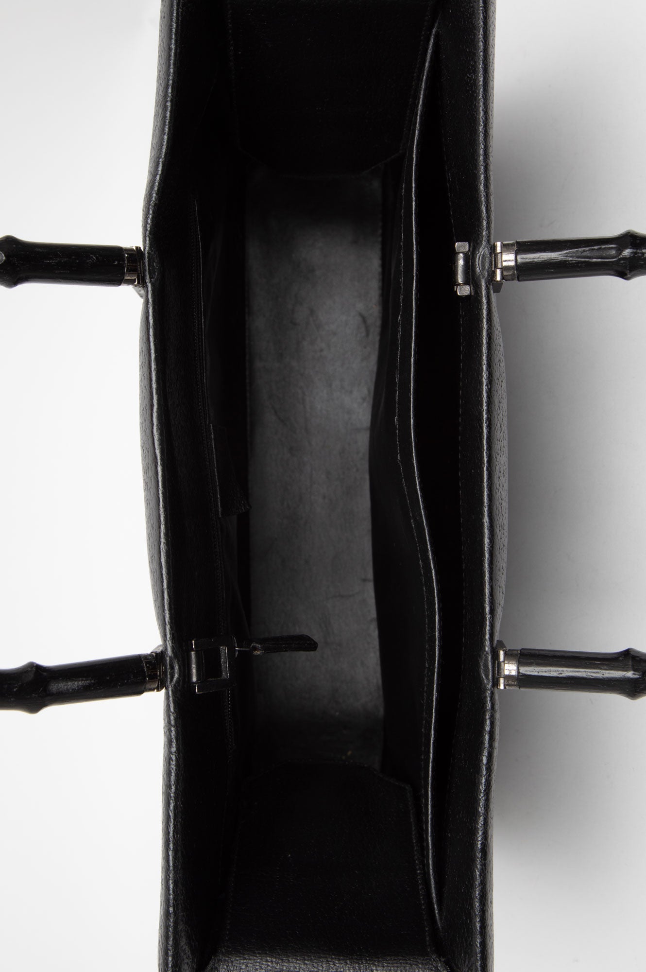 Gucci Black Bamboo Leather Tote Bag