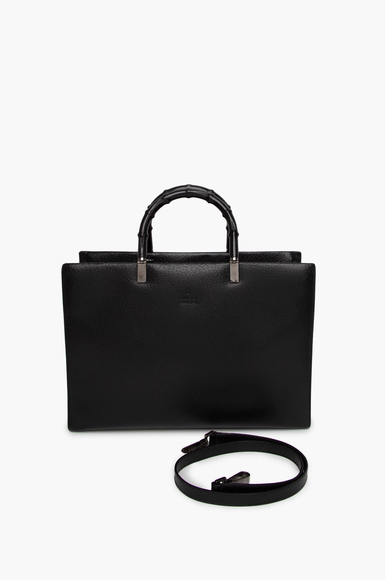 Gucci Black Bamboo Leather Tote Bag