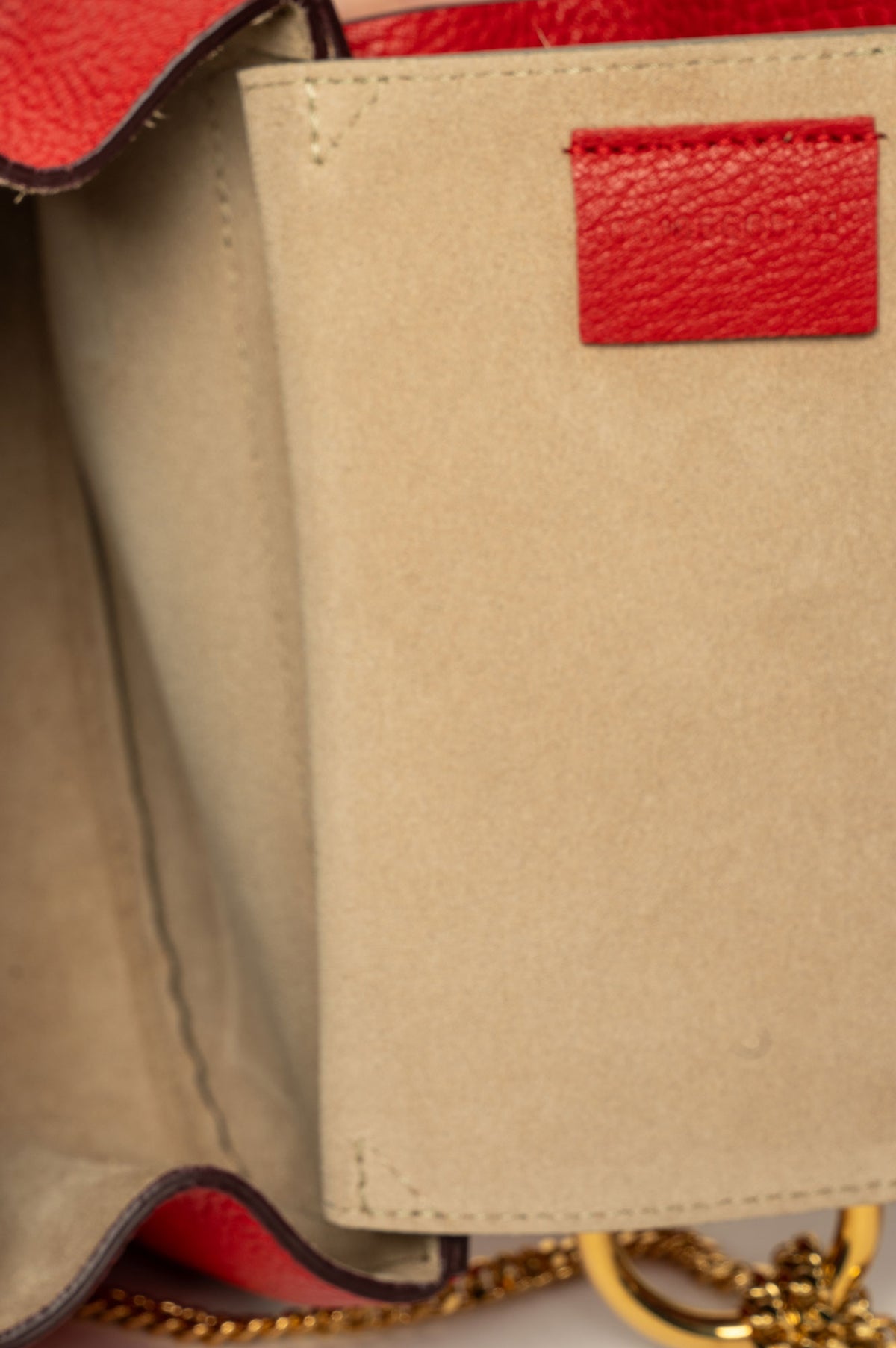 Chloé Red Grained Leather Mini Drew Crossbody Bag