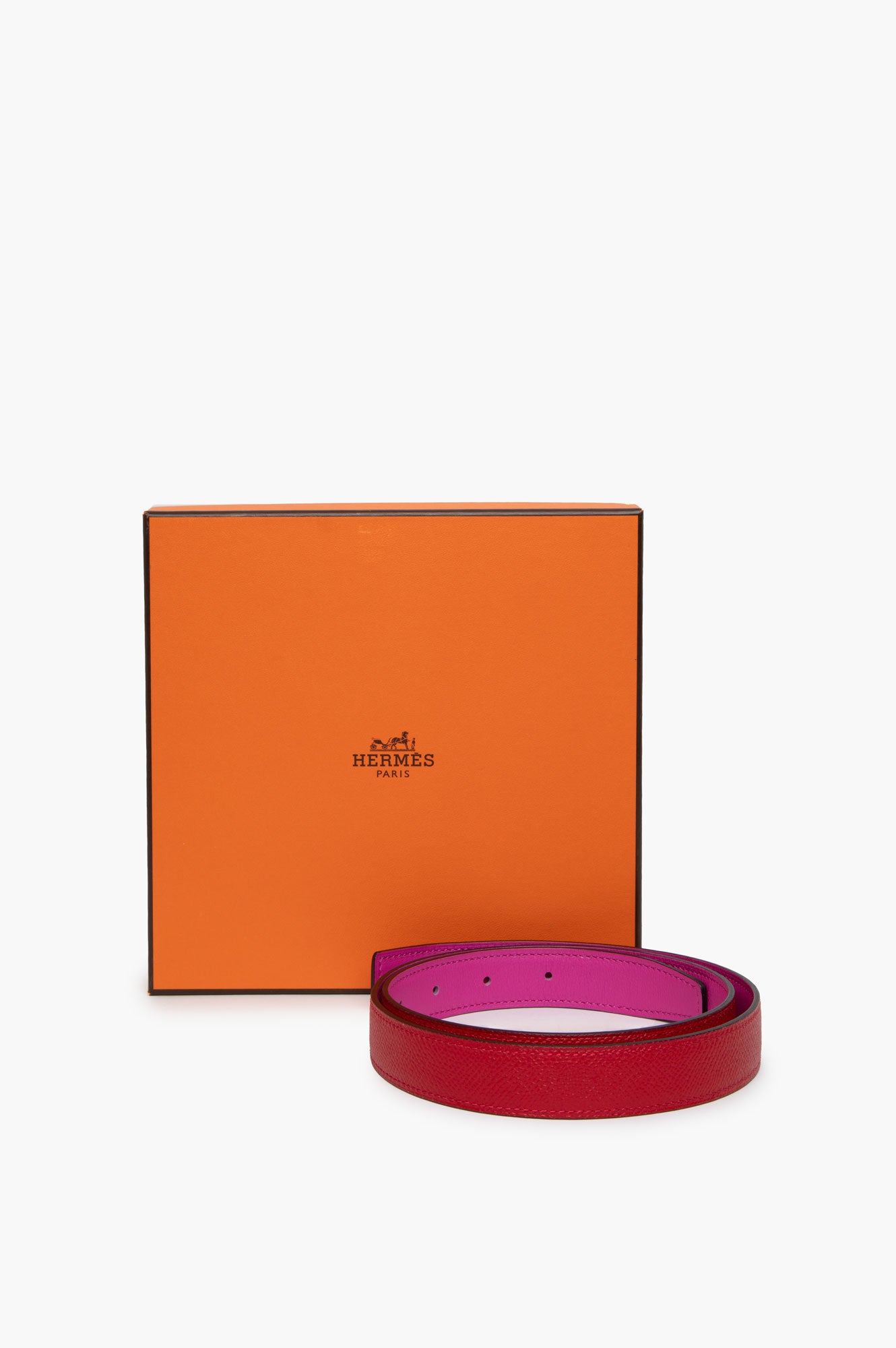 Hermes Pink and Red Reversible Belt Size 80
