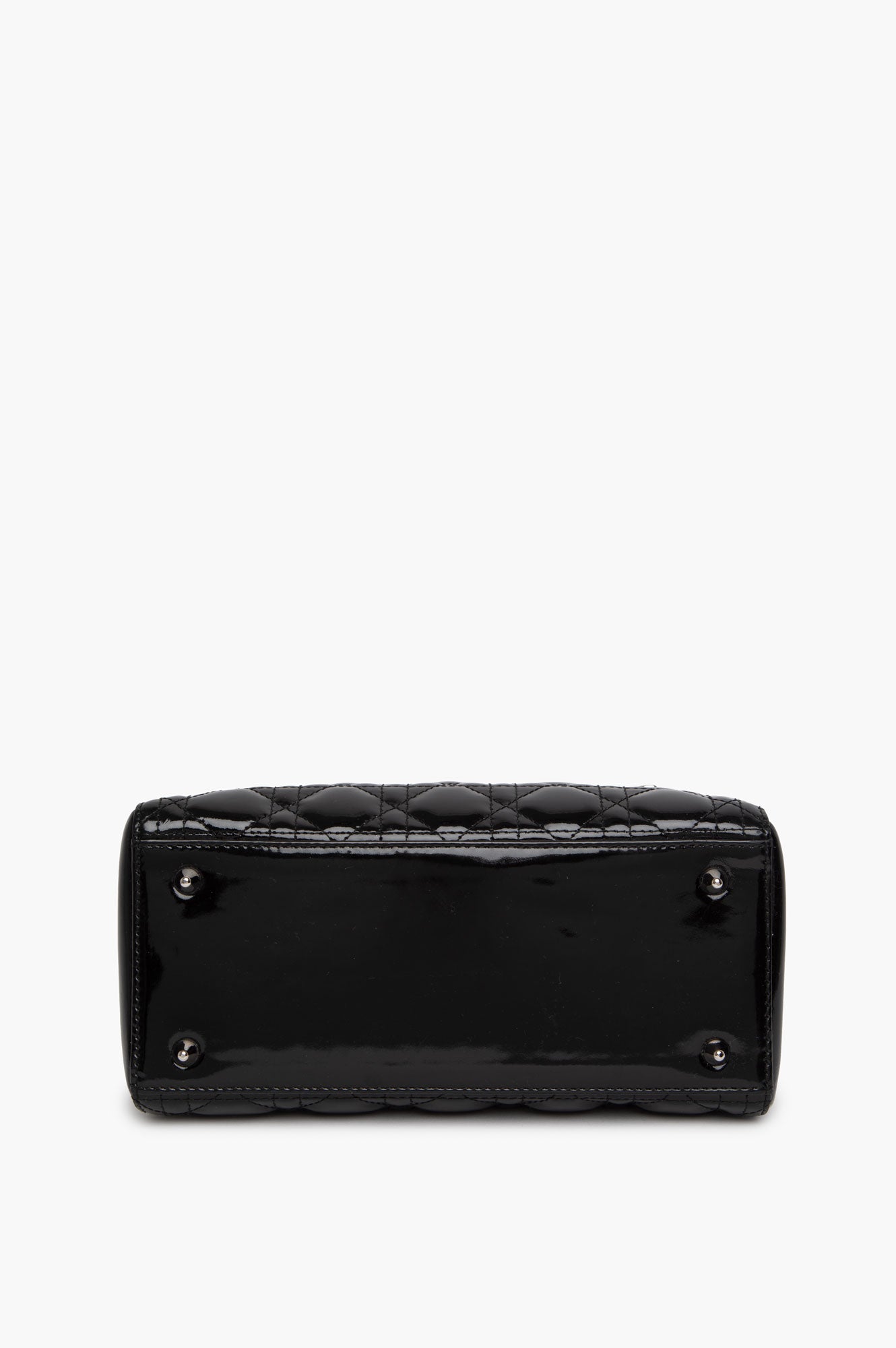 Christian Dior Black Lady Dior Patent Medium Bag