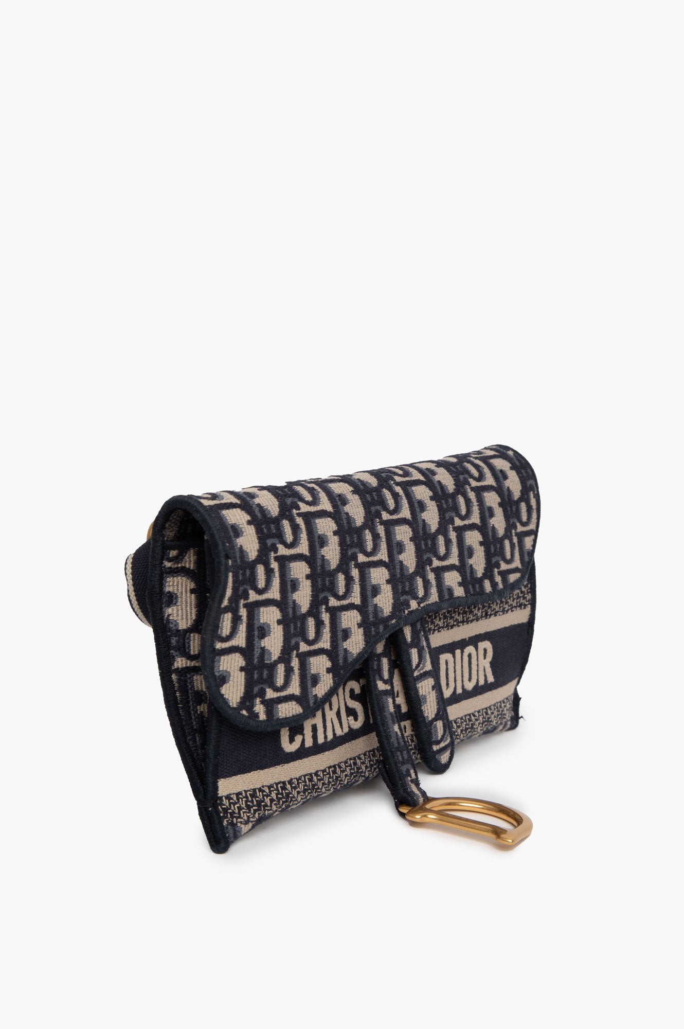 Christian Dior Blue Oblique Saddle Slim Belt Bag