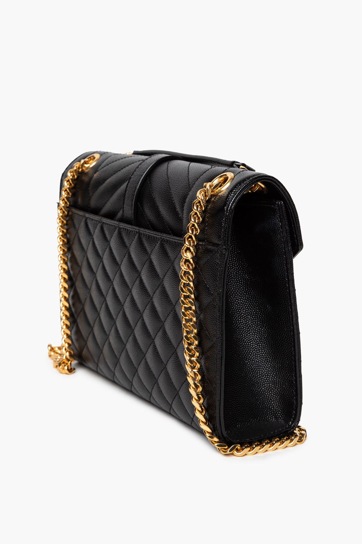 Saint Laurent Black Grain De Poudre Medium Envelope Shoulder Bag