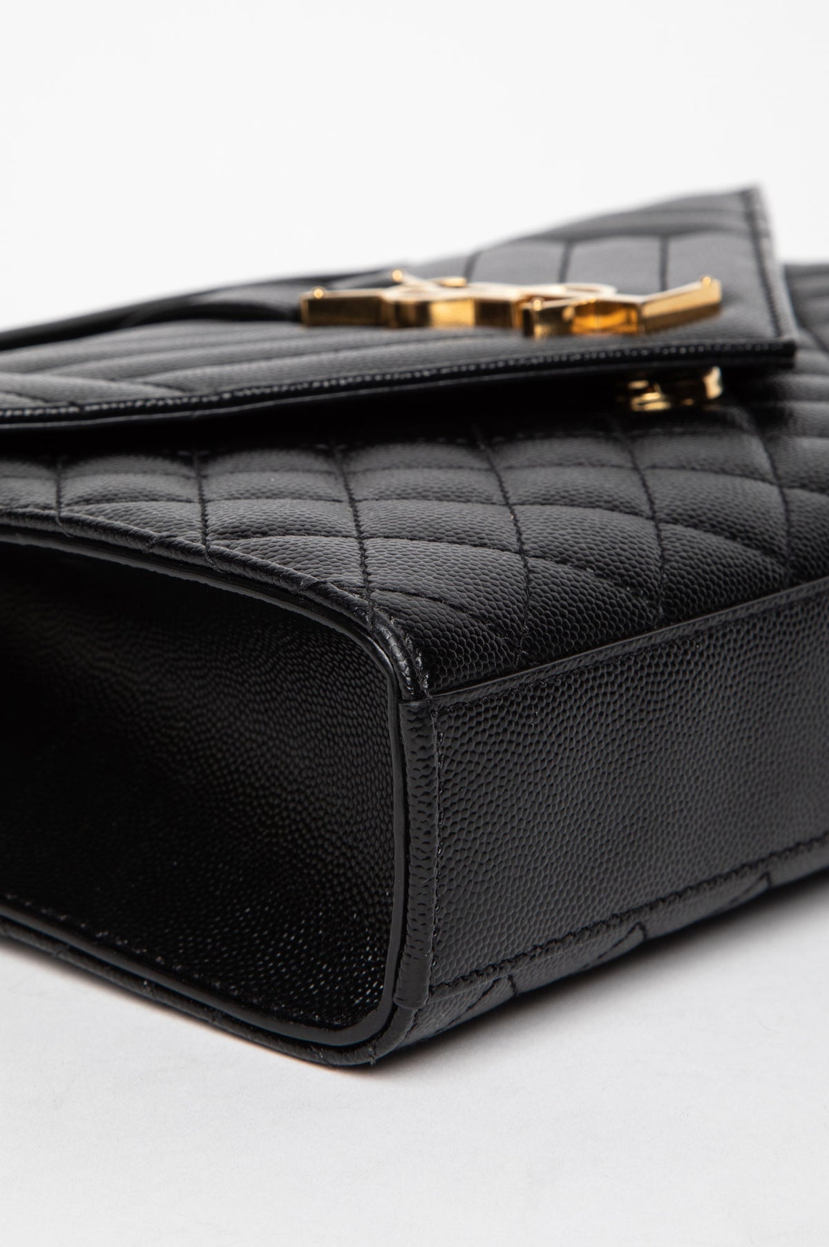 Saint Laurent Black Grain De Poudre Medium Envelope Shoulder Bag
