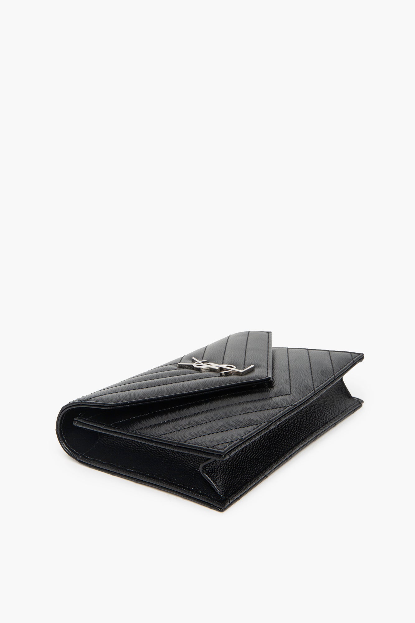 Saint Laurent Black Cassandre Envelope Chain Wallet