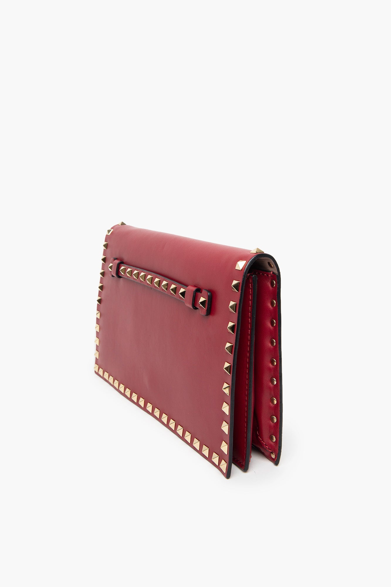 Valentino Red Lambskin Rockstud Clutch