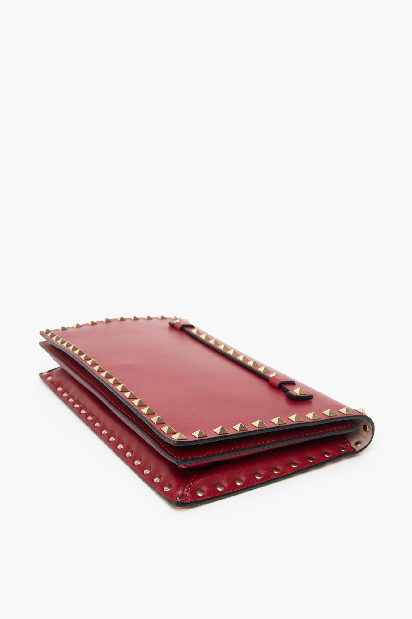 Valentino Red Lambskin Rockstud Clutch