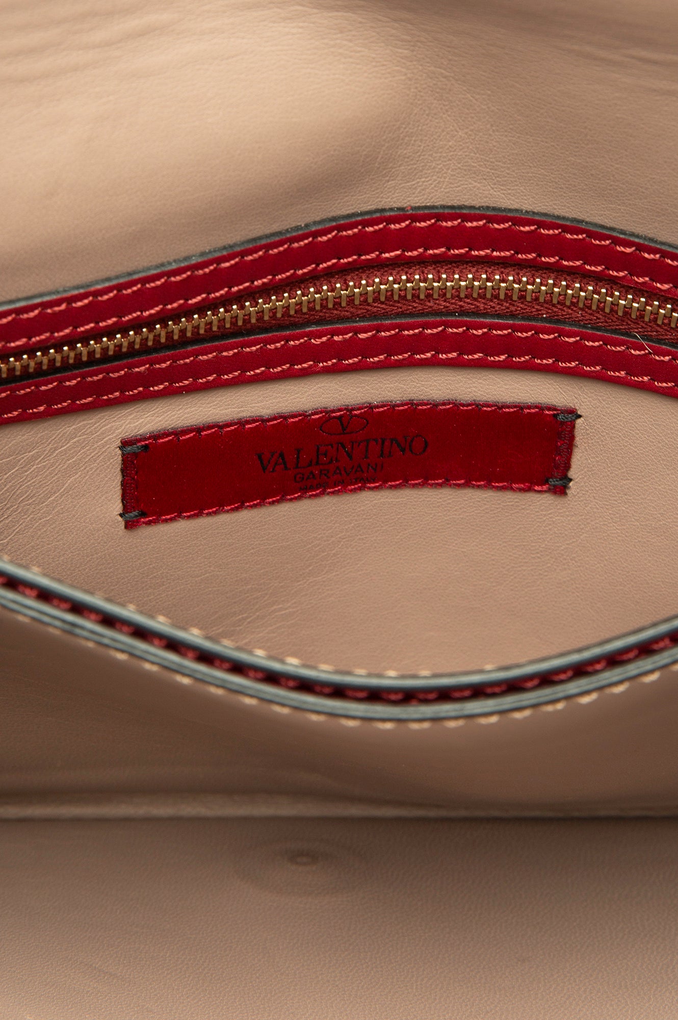 Valentino Red Lambskin Rockstud Clutch