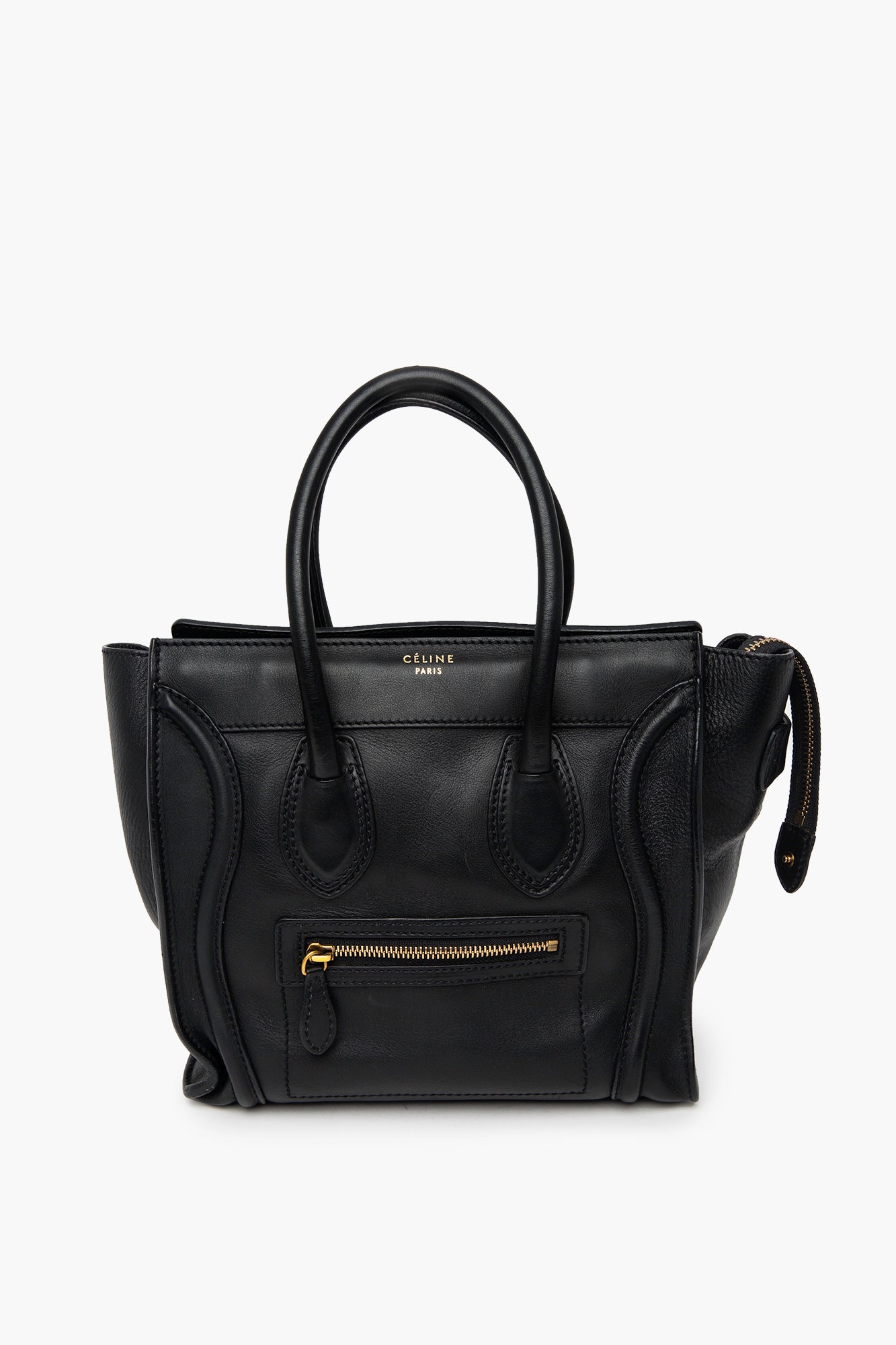Celine Black Leather Mini Luggage Tote