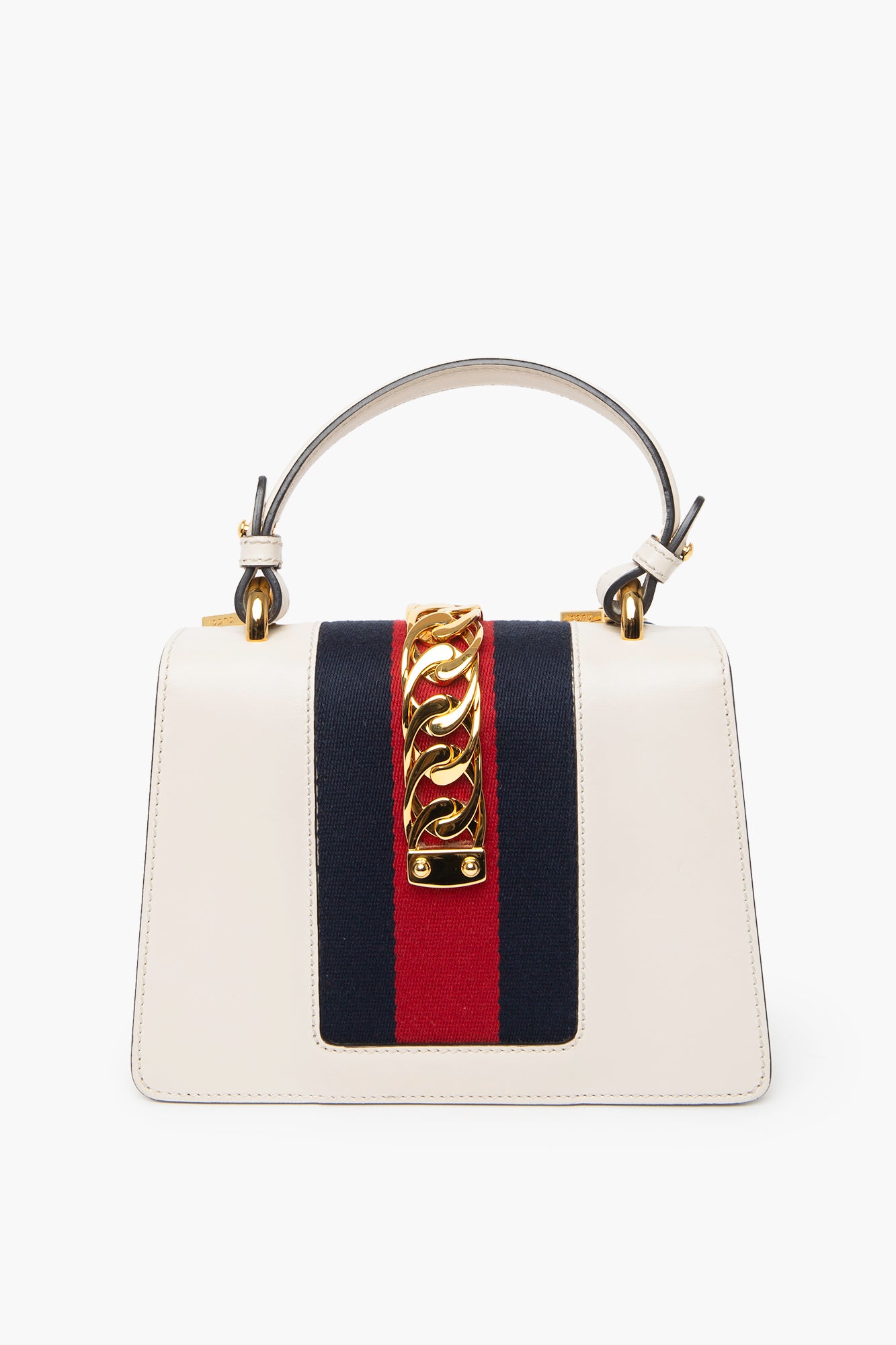 Gucci White Leather Sylvie Mini Top Handle Bag