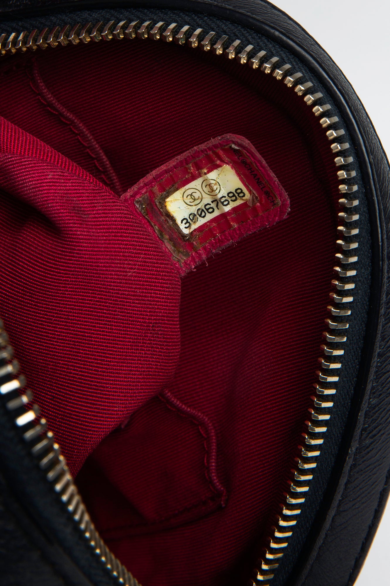 Chanel Quilted Dark Navy Glazed Calfskin Round Bag
