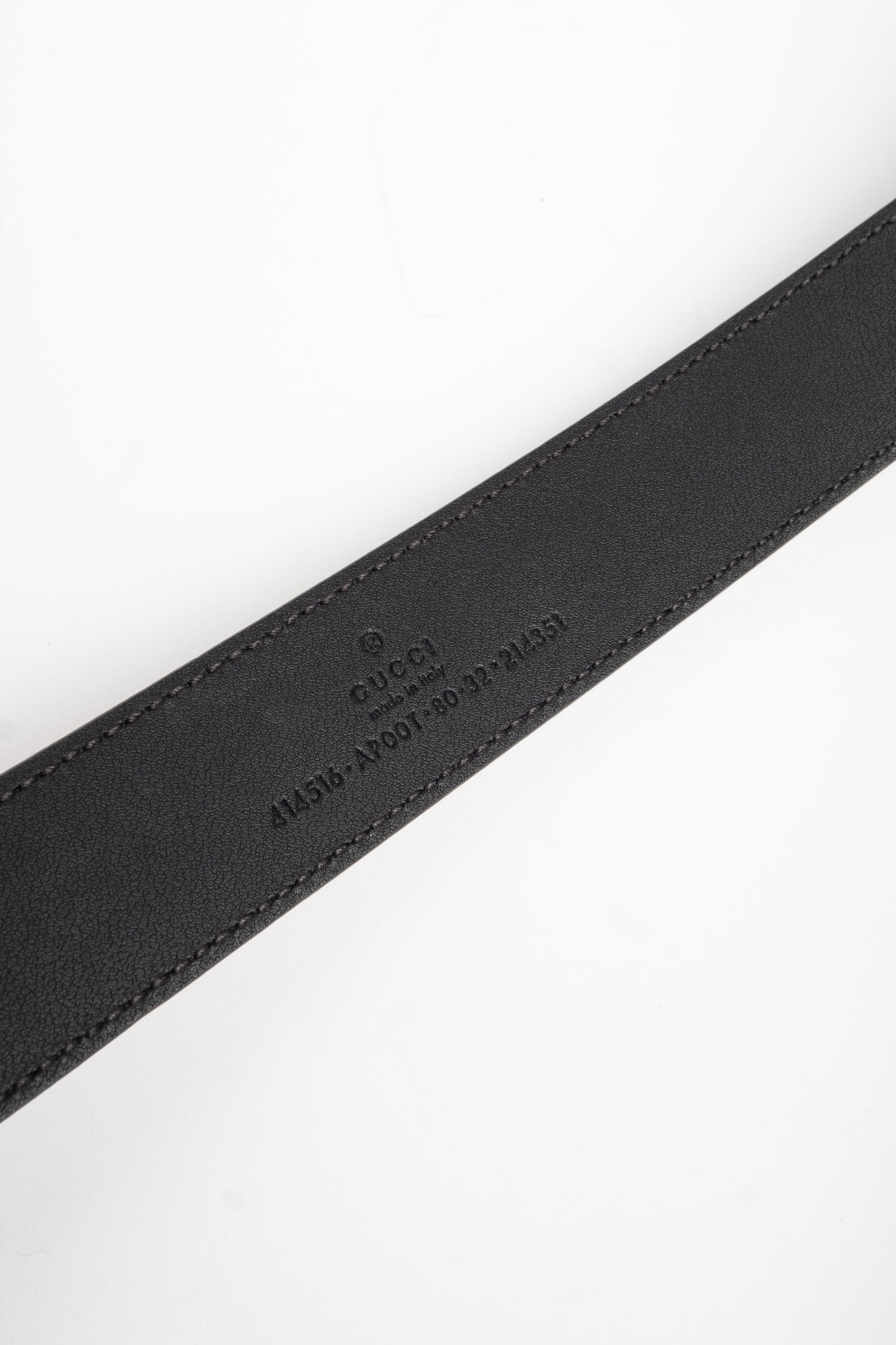 Gucci GG Black Leather Belt Size 80