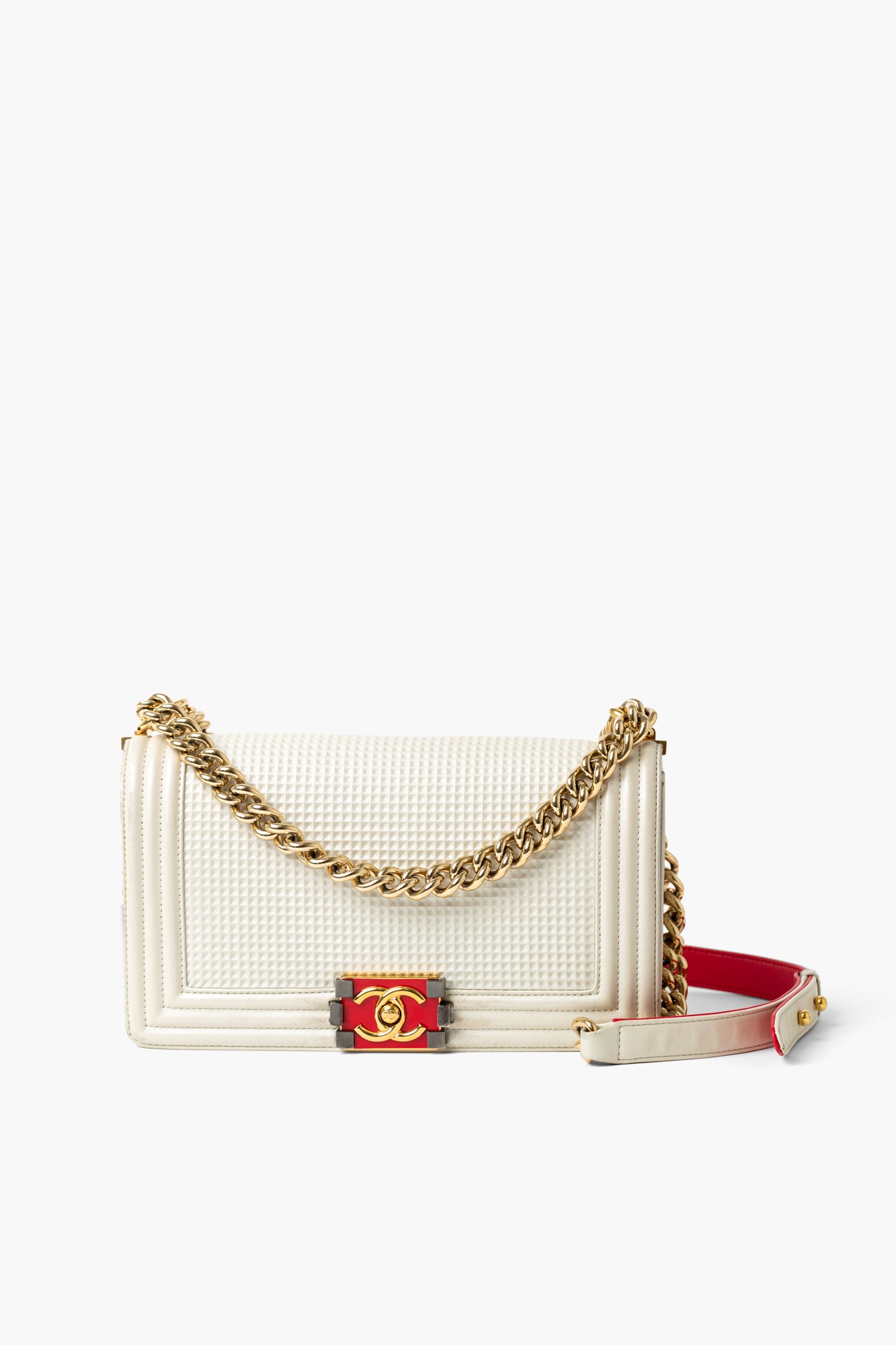 Chanel White Lambskin Medium Boy Bag – Once More Luxury