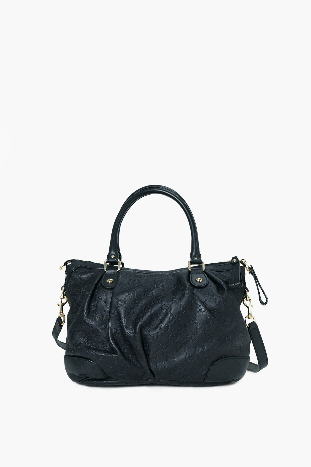 Gucci Black Guccissima Leather Medium Sukey Two-Way Bag