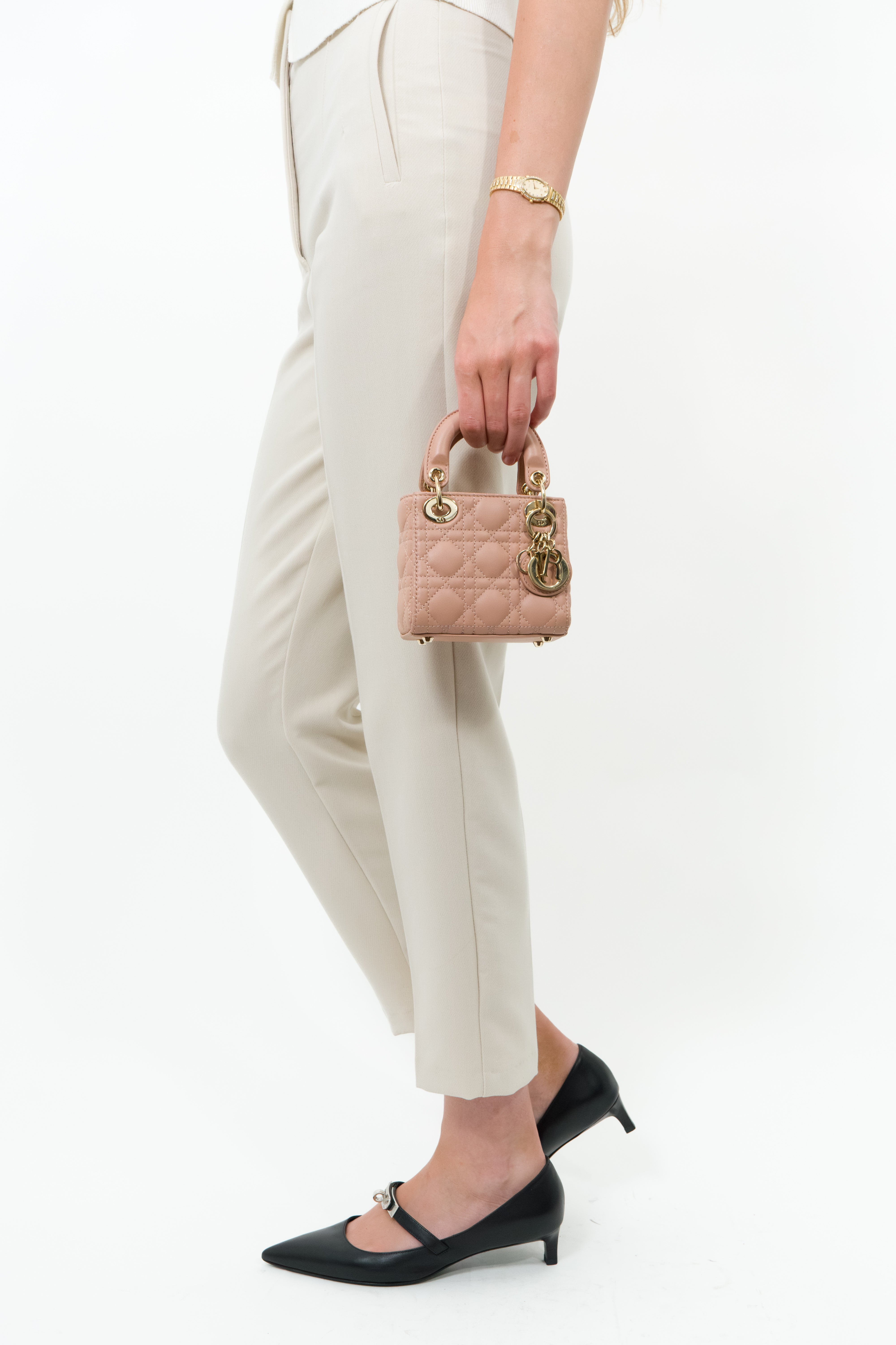 Christian Dior Lady Dior Rose des Vents Cannage Micro Bag