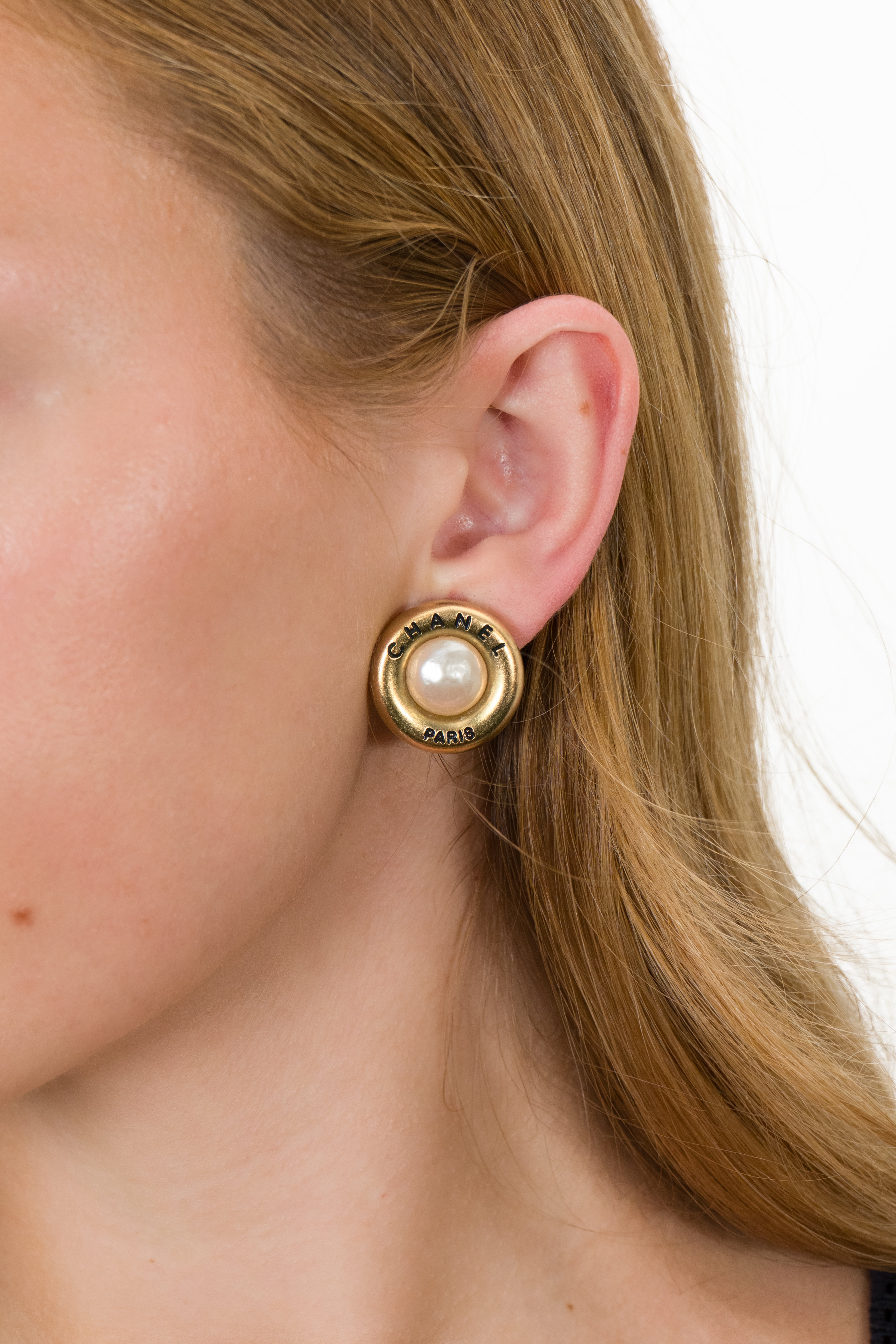 Chanel Pearl Gold Plated Clip Earrings