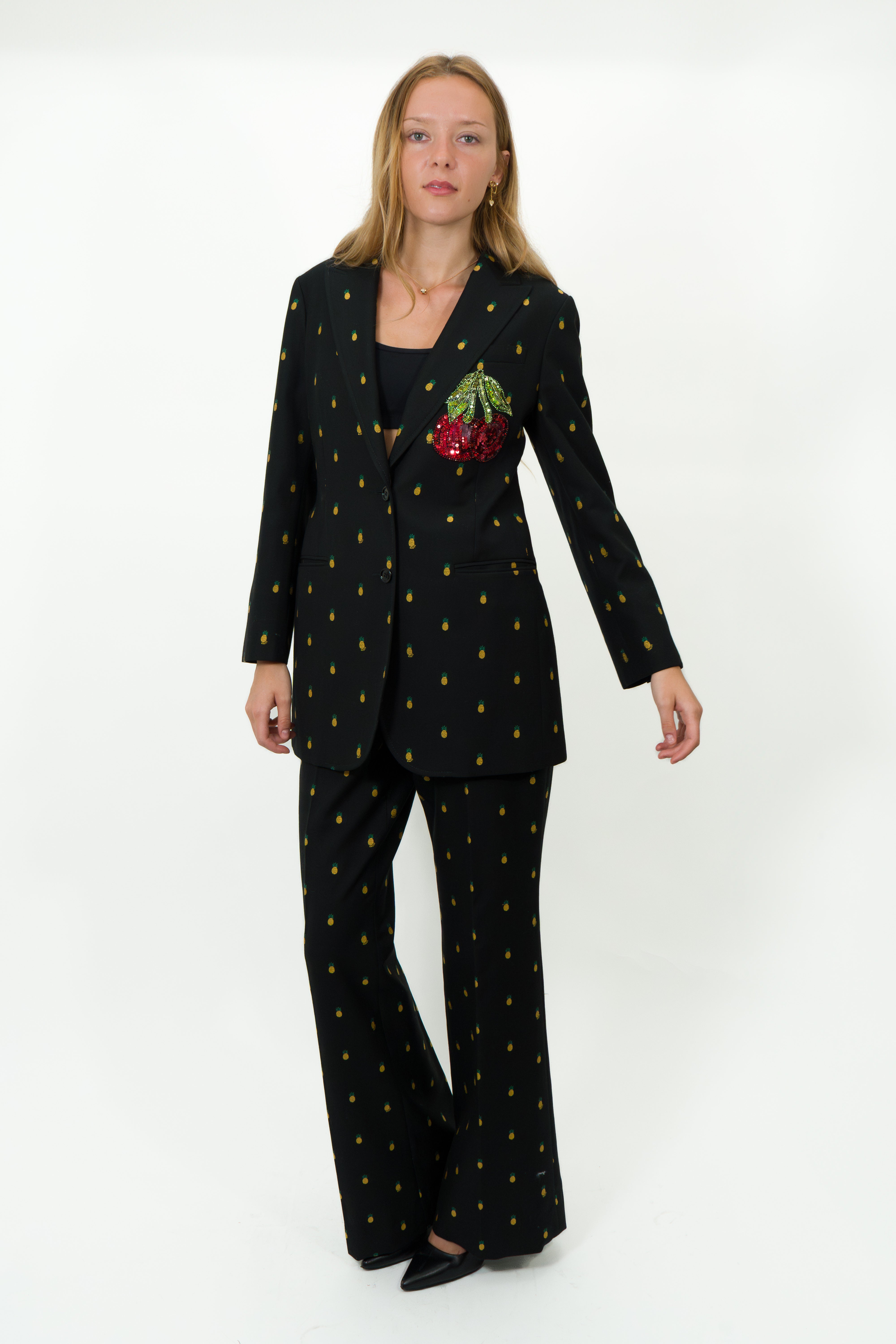 Gucci Black Pineapple Print Pants Size 44