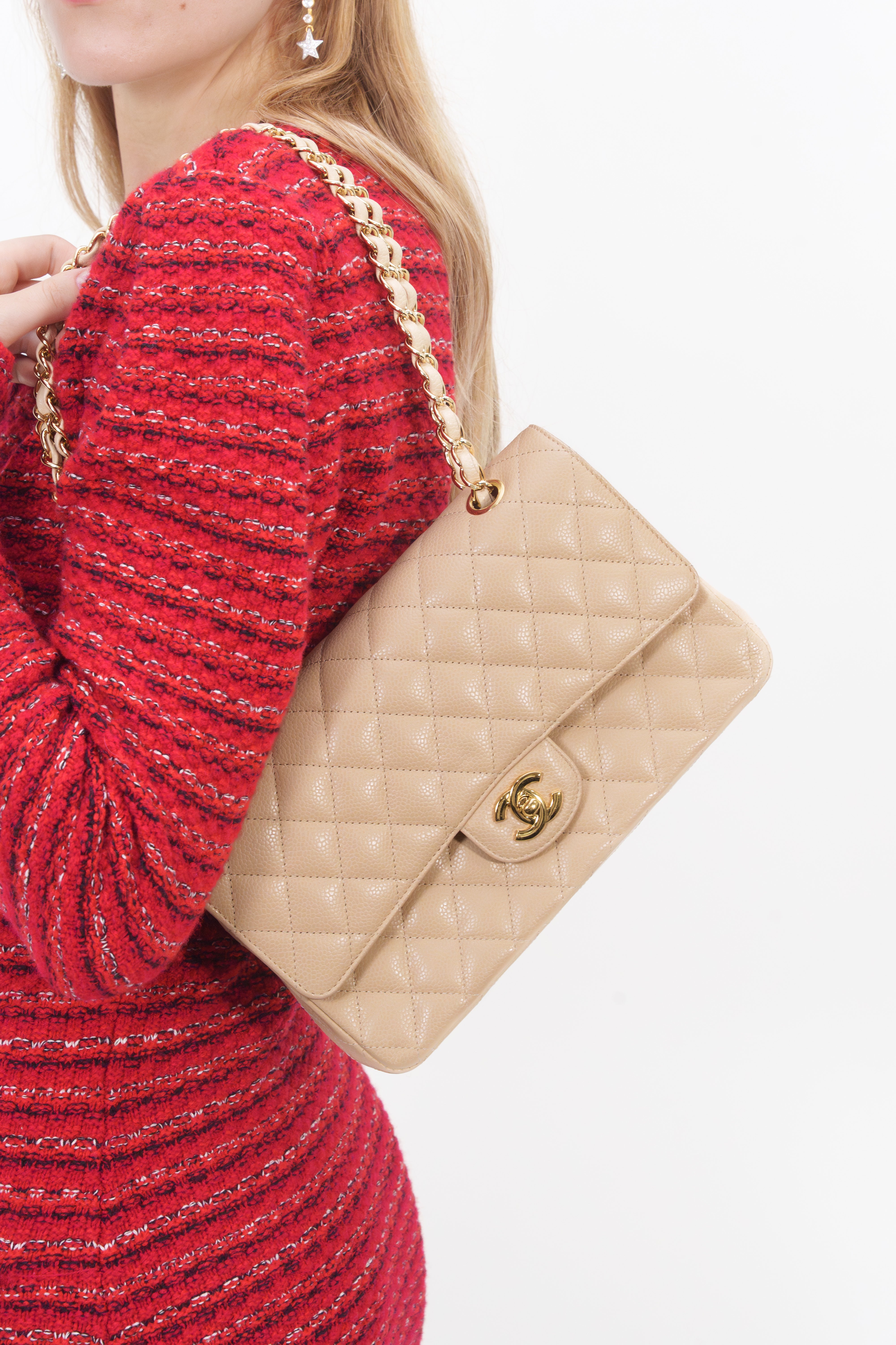 Chanel Beige Caviar Medium Classic Double Flap Bag