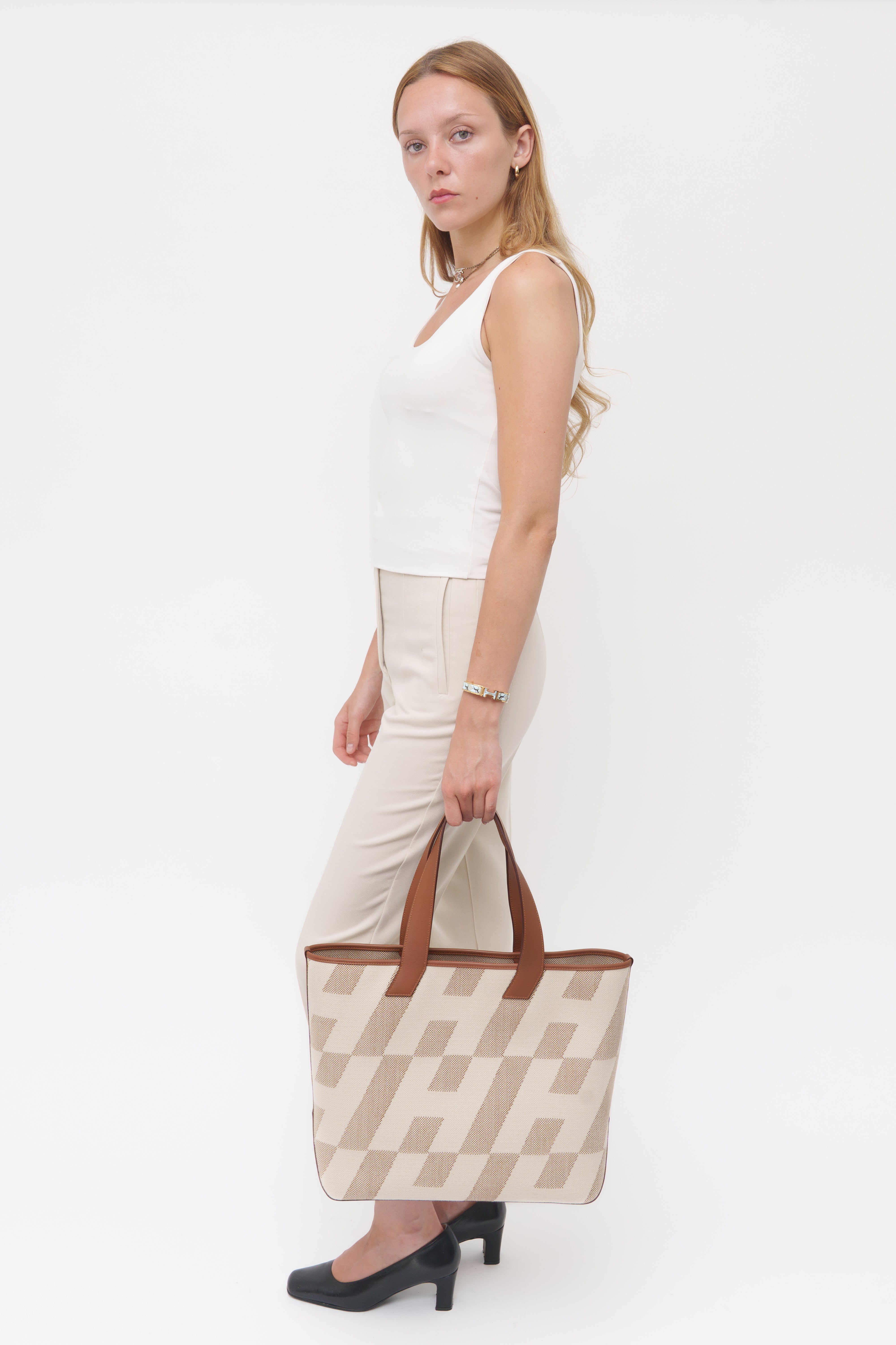 Hermes Beige Toile Cabas 40 Canvas Tote
